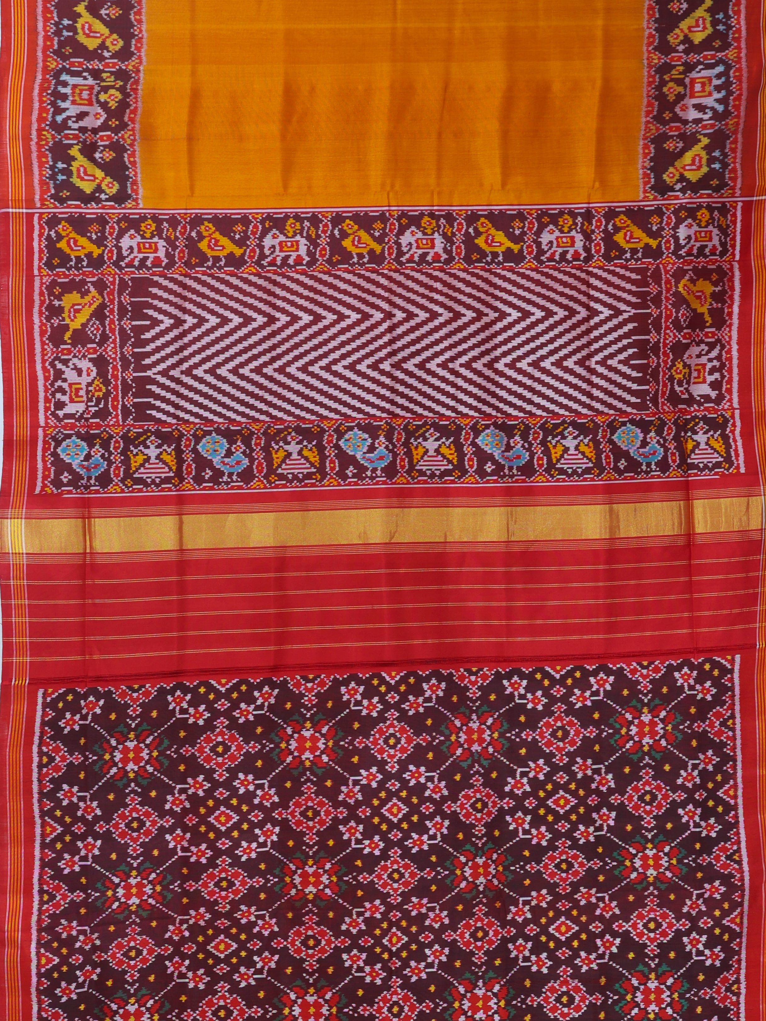 Plain patola saree motif design border pallu semi double ikat patola saree