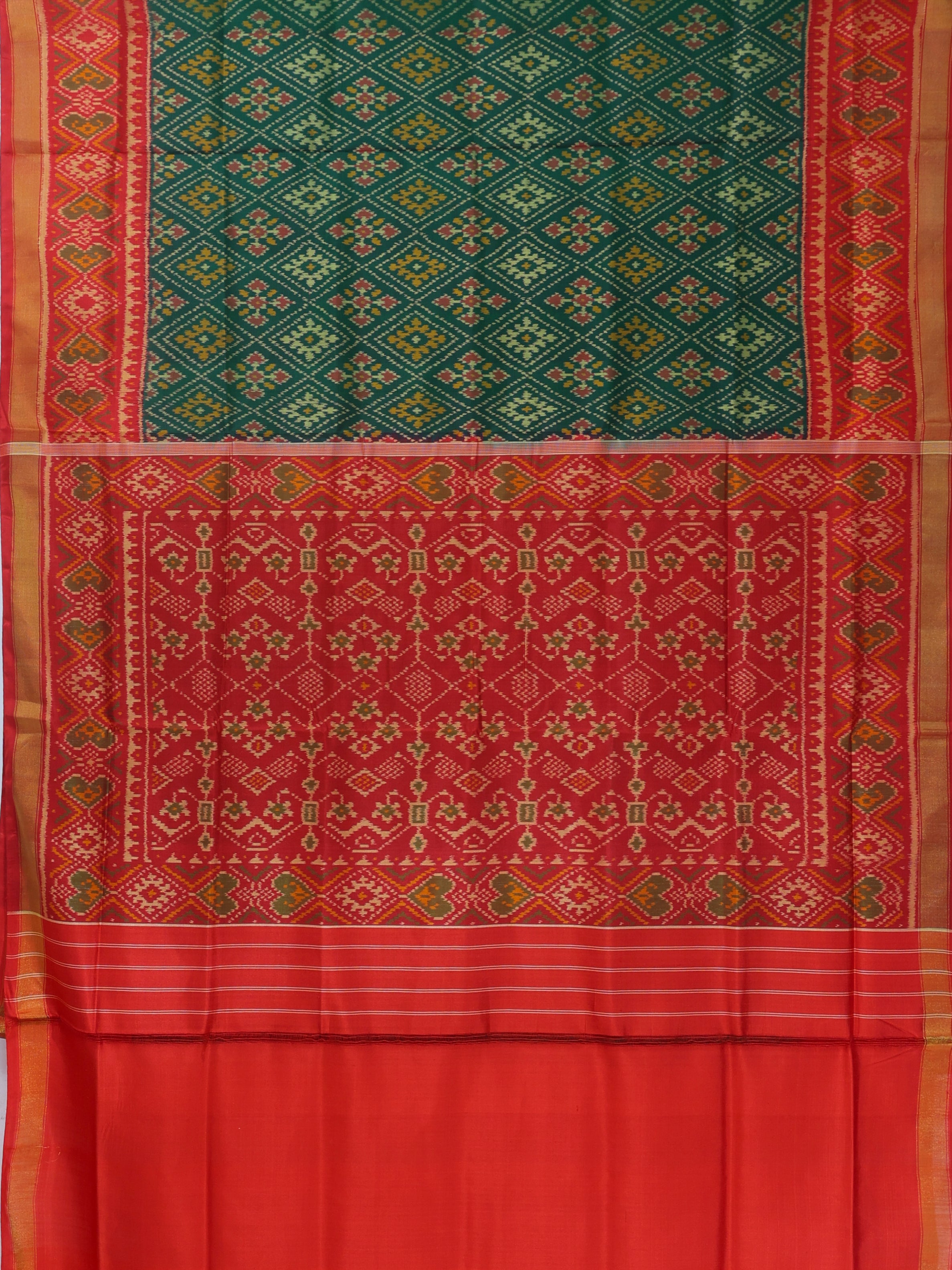 Chandabhat design with pallu border traditional design single ikat patola saree