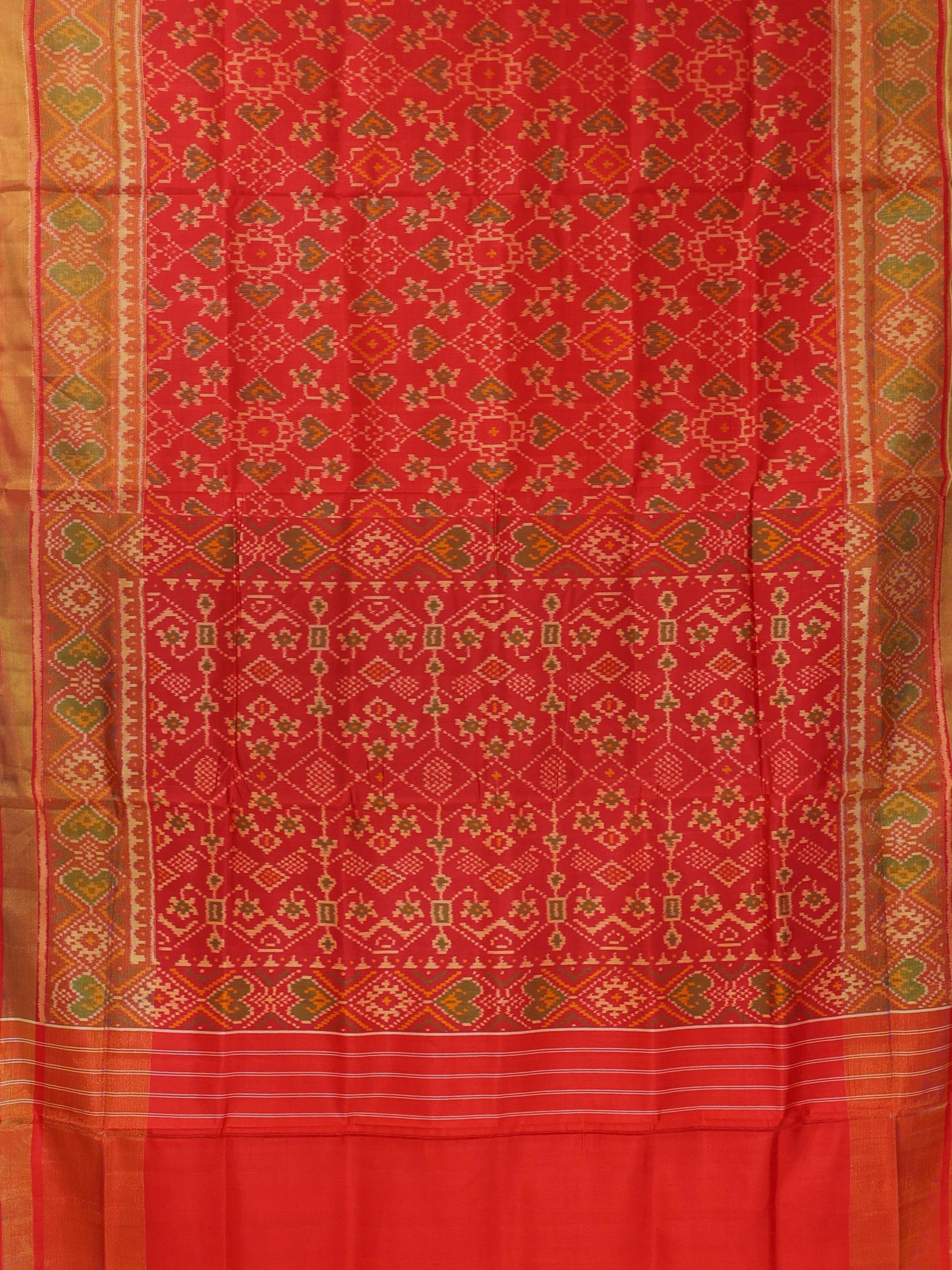 Paan chanda design with tissue border single ikat patola saree