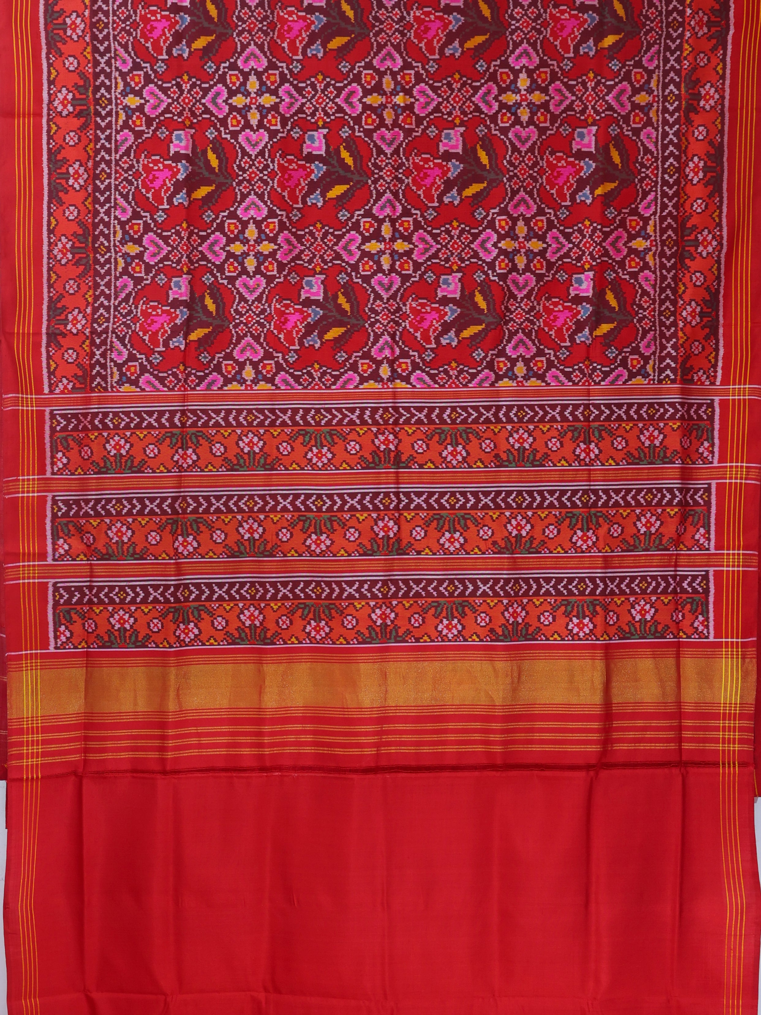 Masterpiece chabdi rose designer with pallu border unique design semi double ikat patola saree