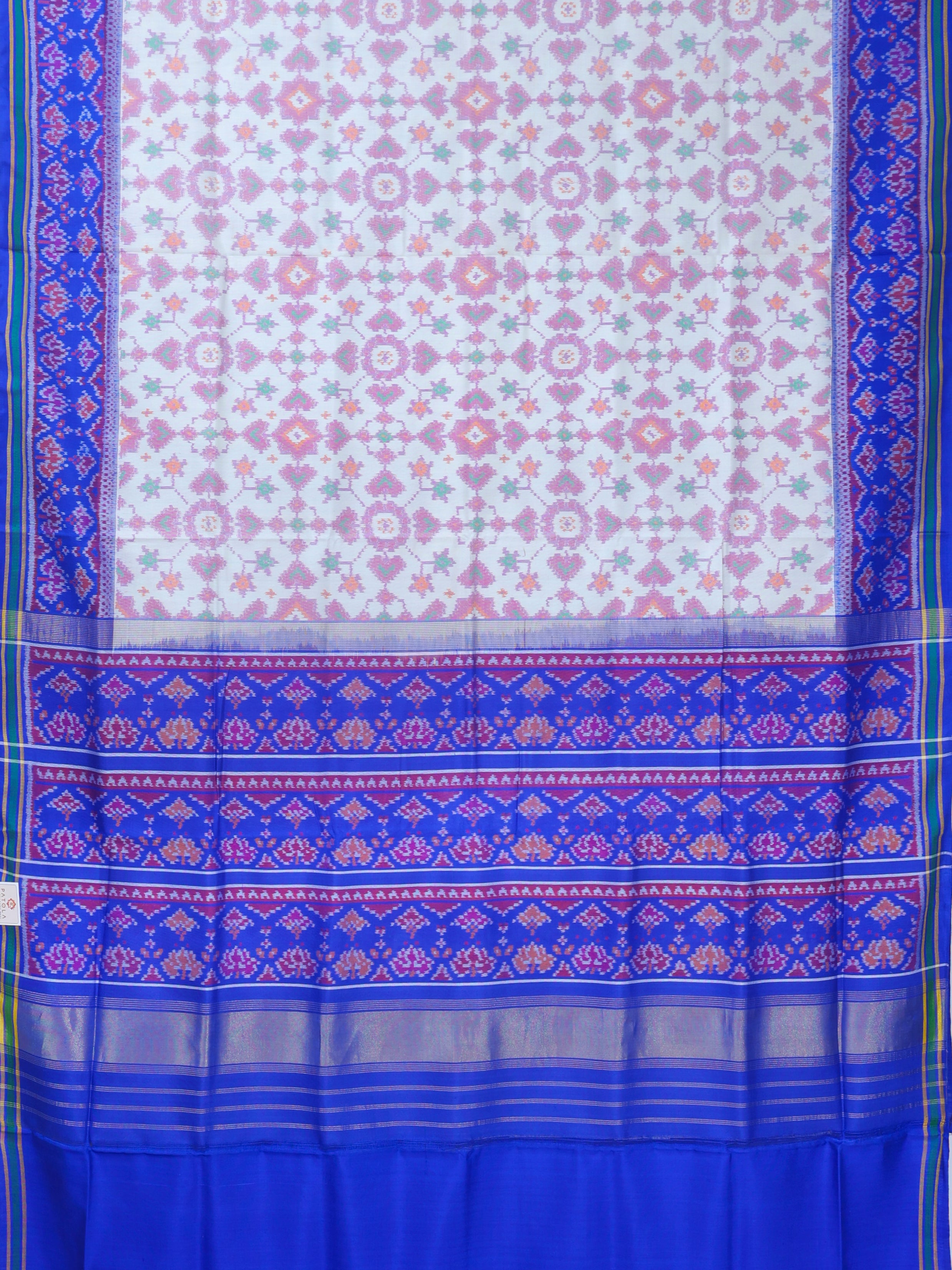 Traditioal paan chanda design minakari work with pallu border unique design semi double ikat patola saree