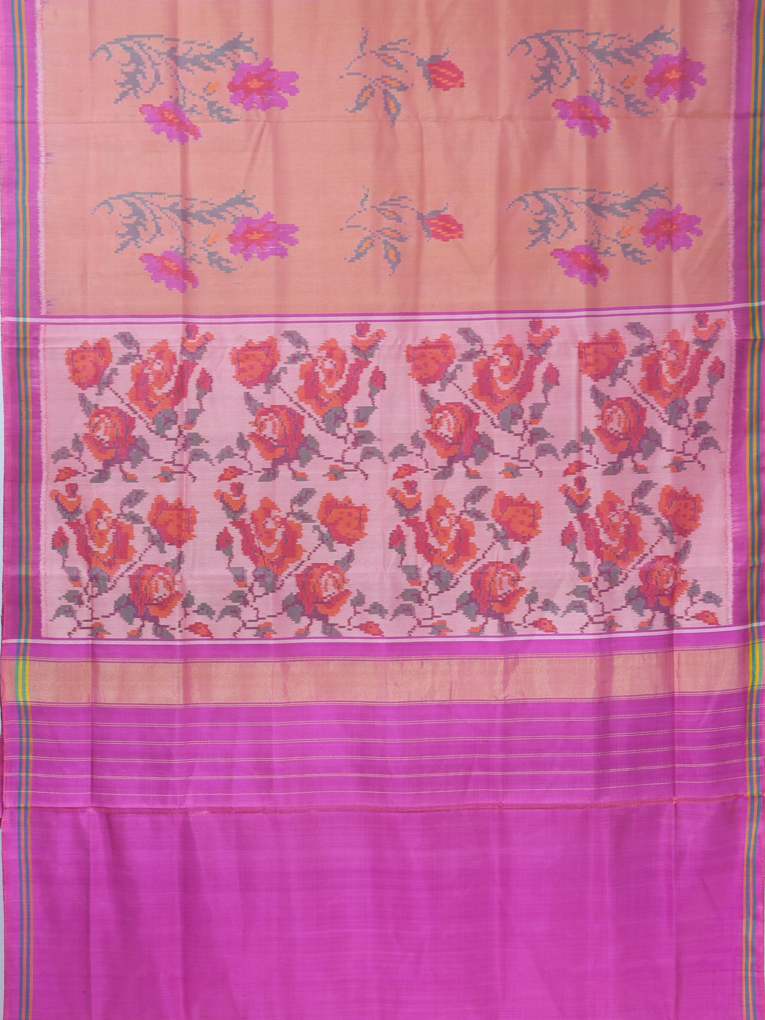 Masterpiece fancy flowers design semi double ikat patola saree