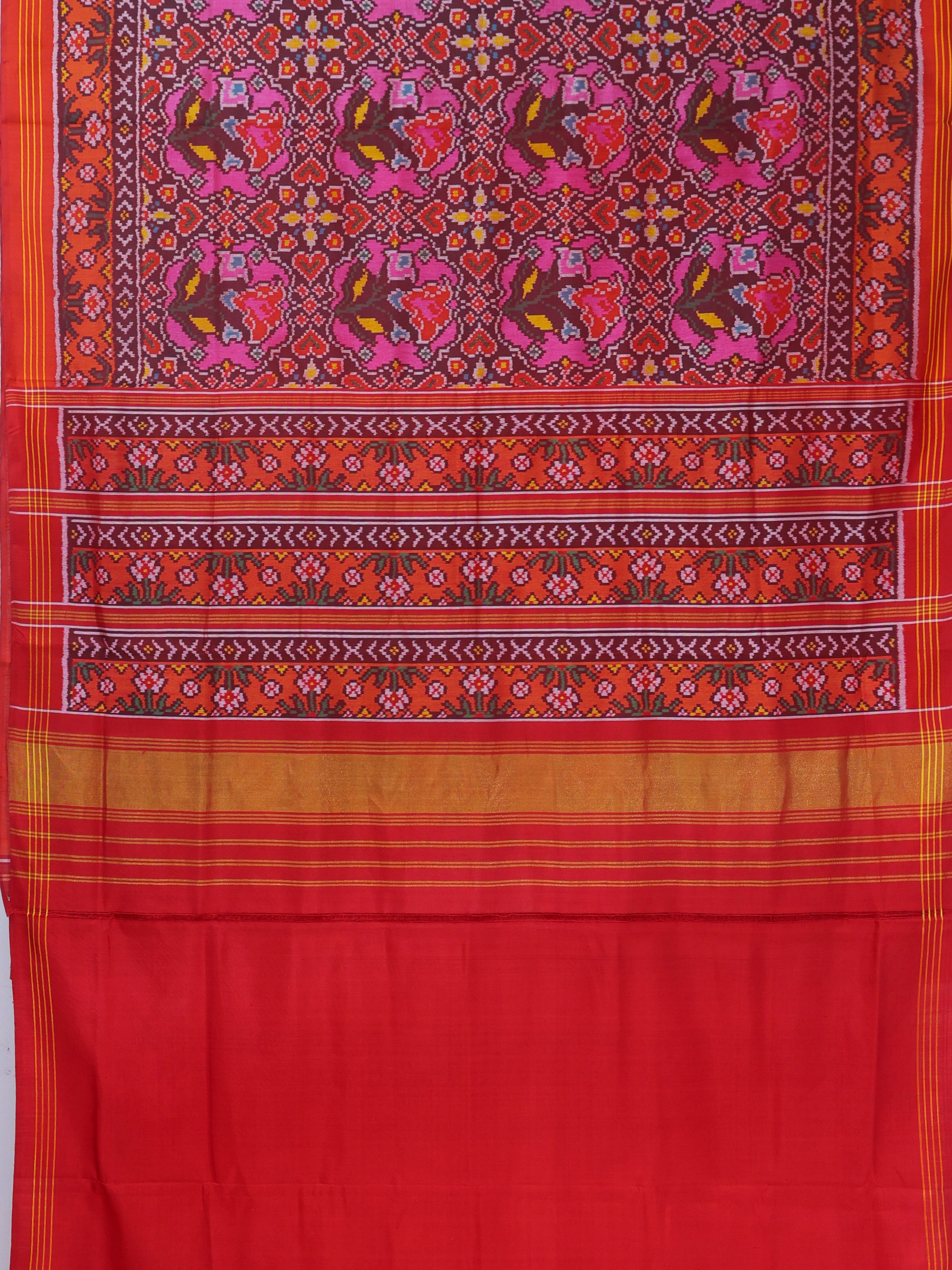 Masterpiece chabdi rose designer with pallu border unique design semi double ikat patola saree