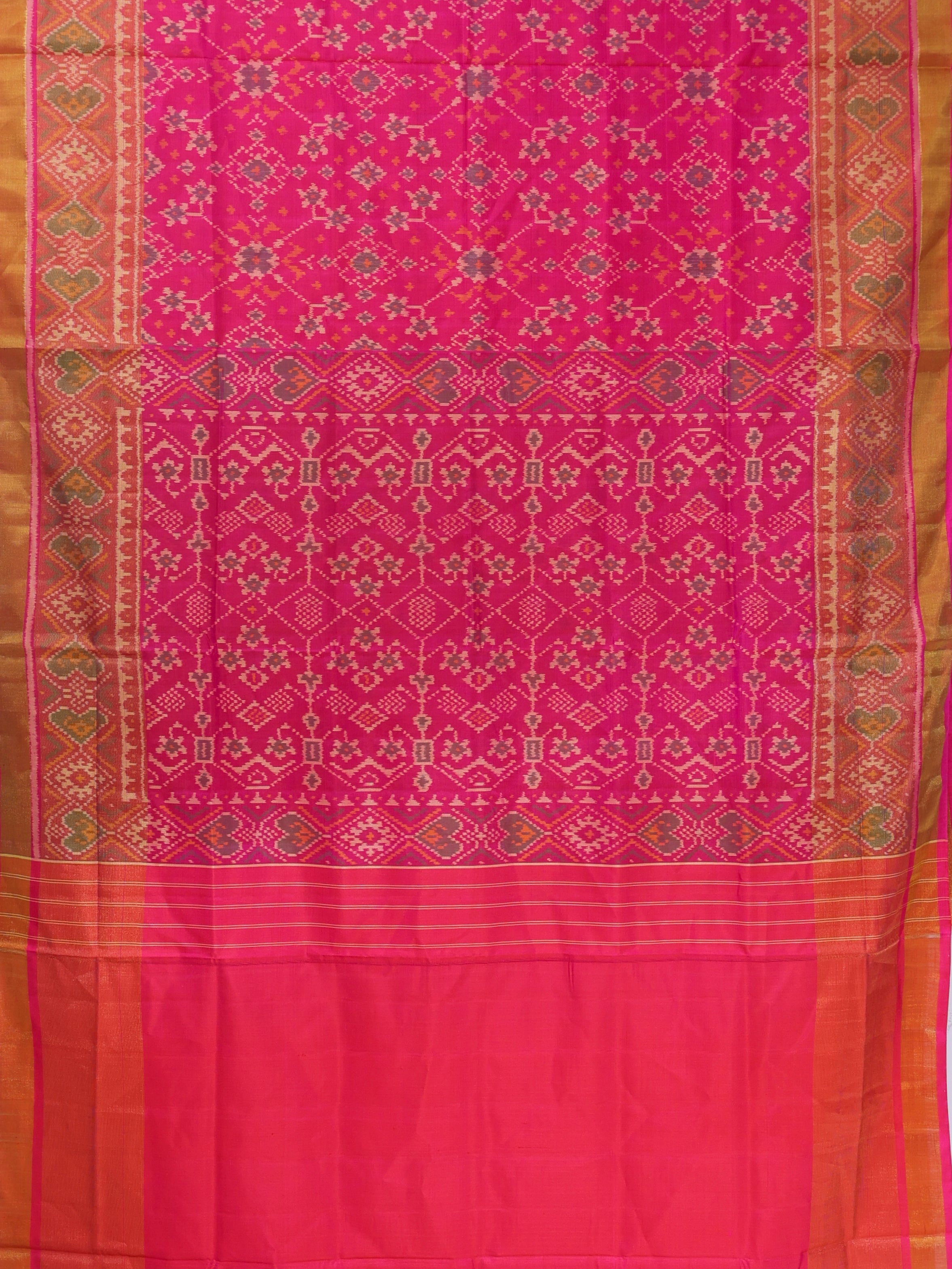 Navrtana design with tissue border single ikat patola saree
