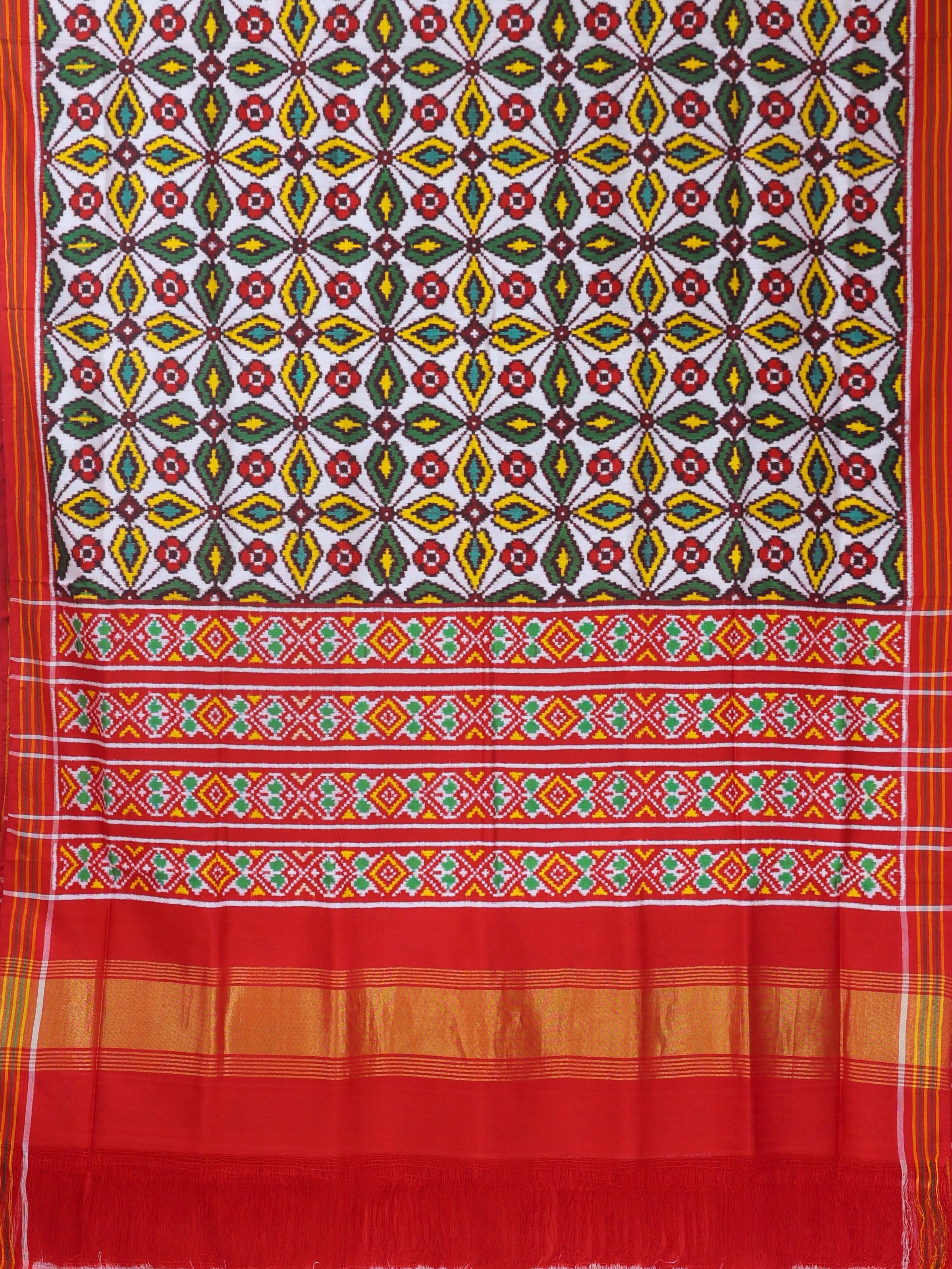Patan patola small chabdi design & traditional pallu pure double ikat patola saree