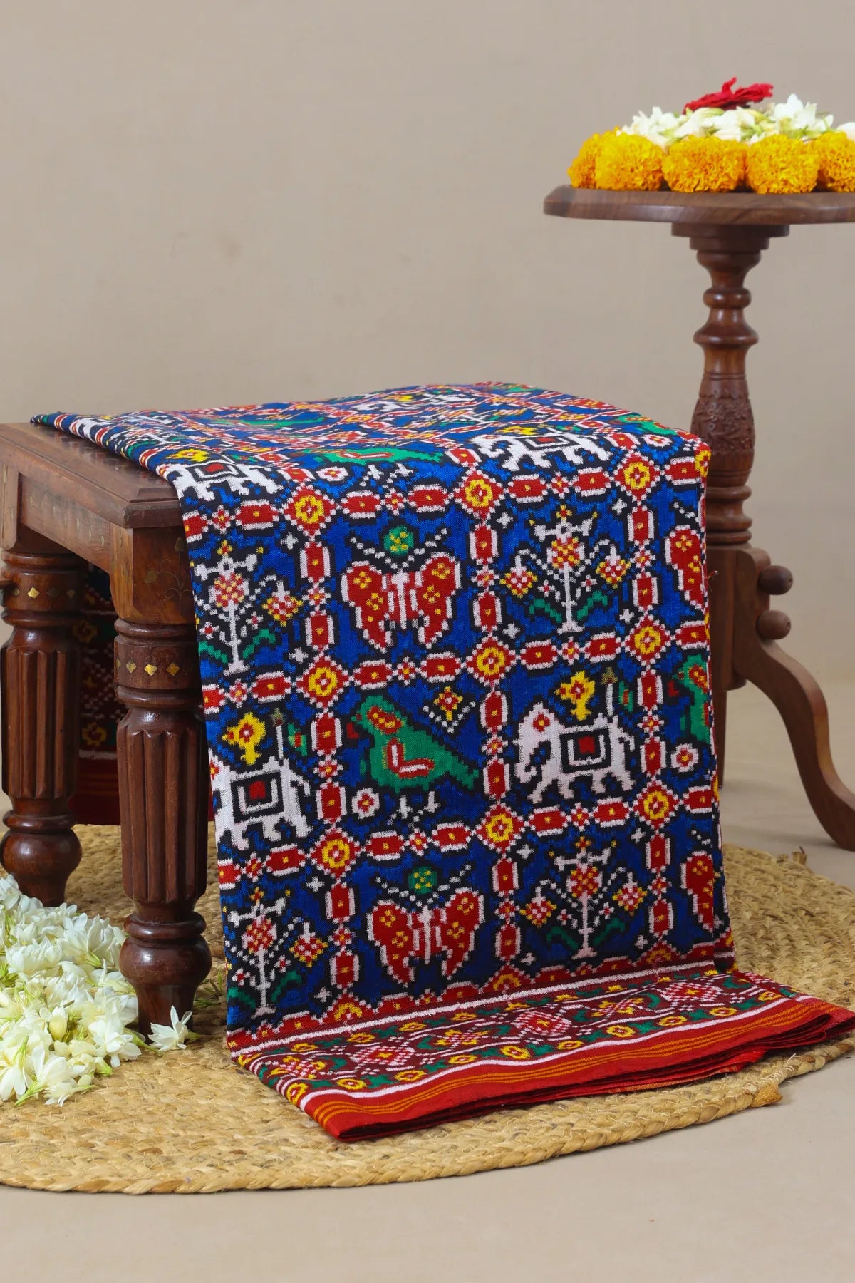 Patan patola traditional motif design with pallu border traditional pure double ikat saree
