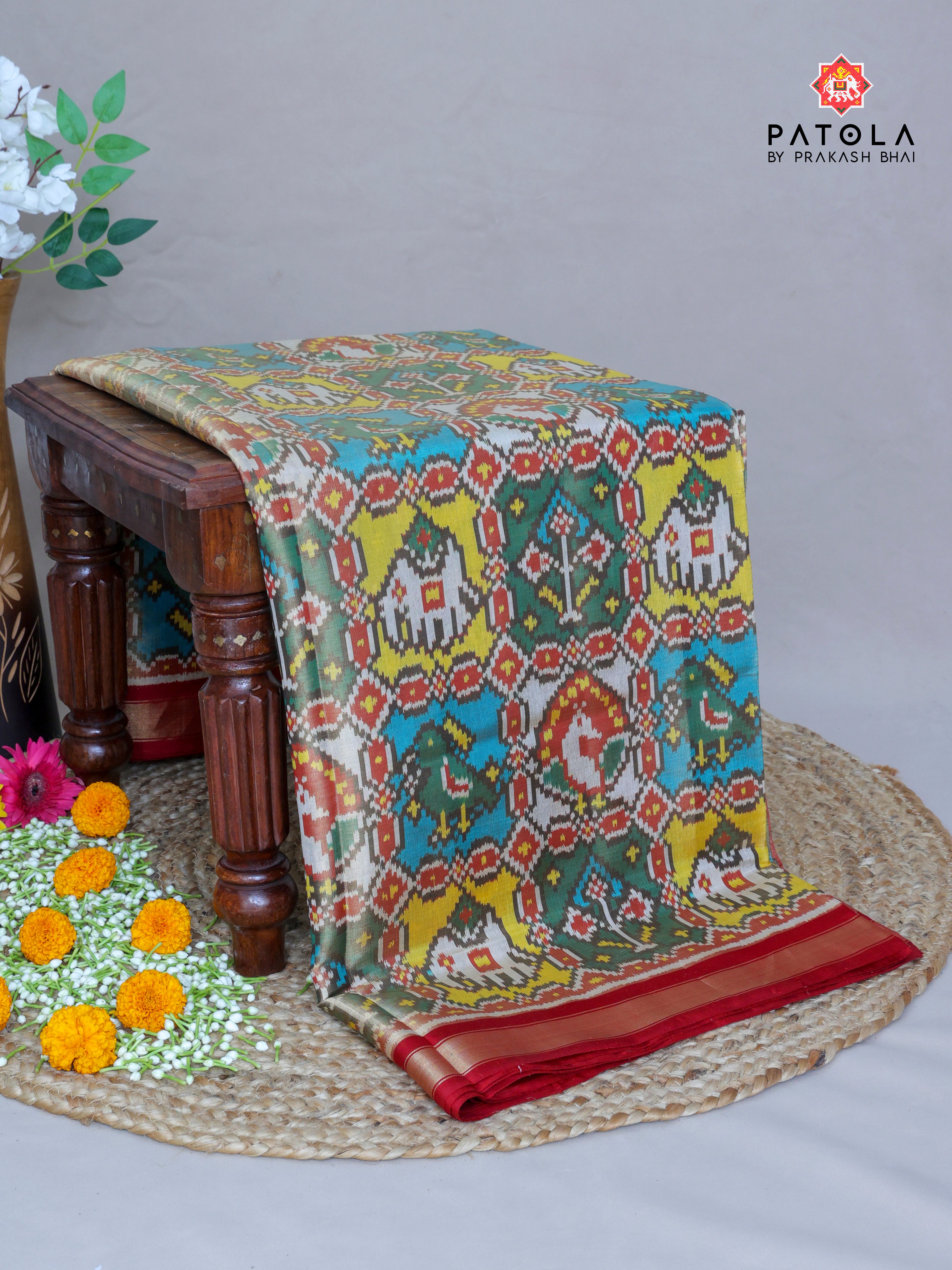 Hathi Popat Designer Tissue Patola Saree