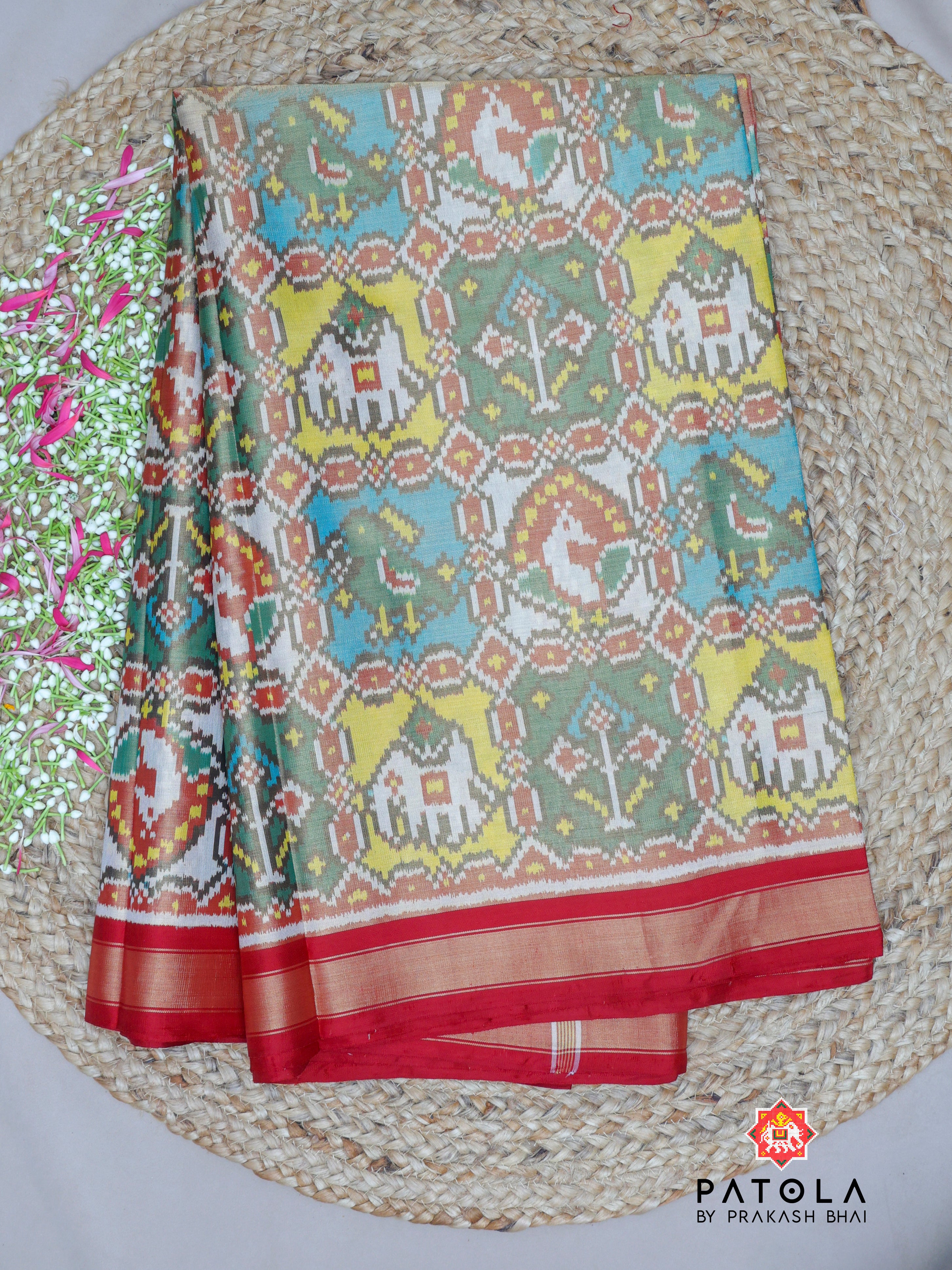 Hathi Popat Designer Tissue Patola Saree