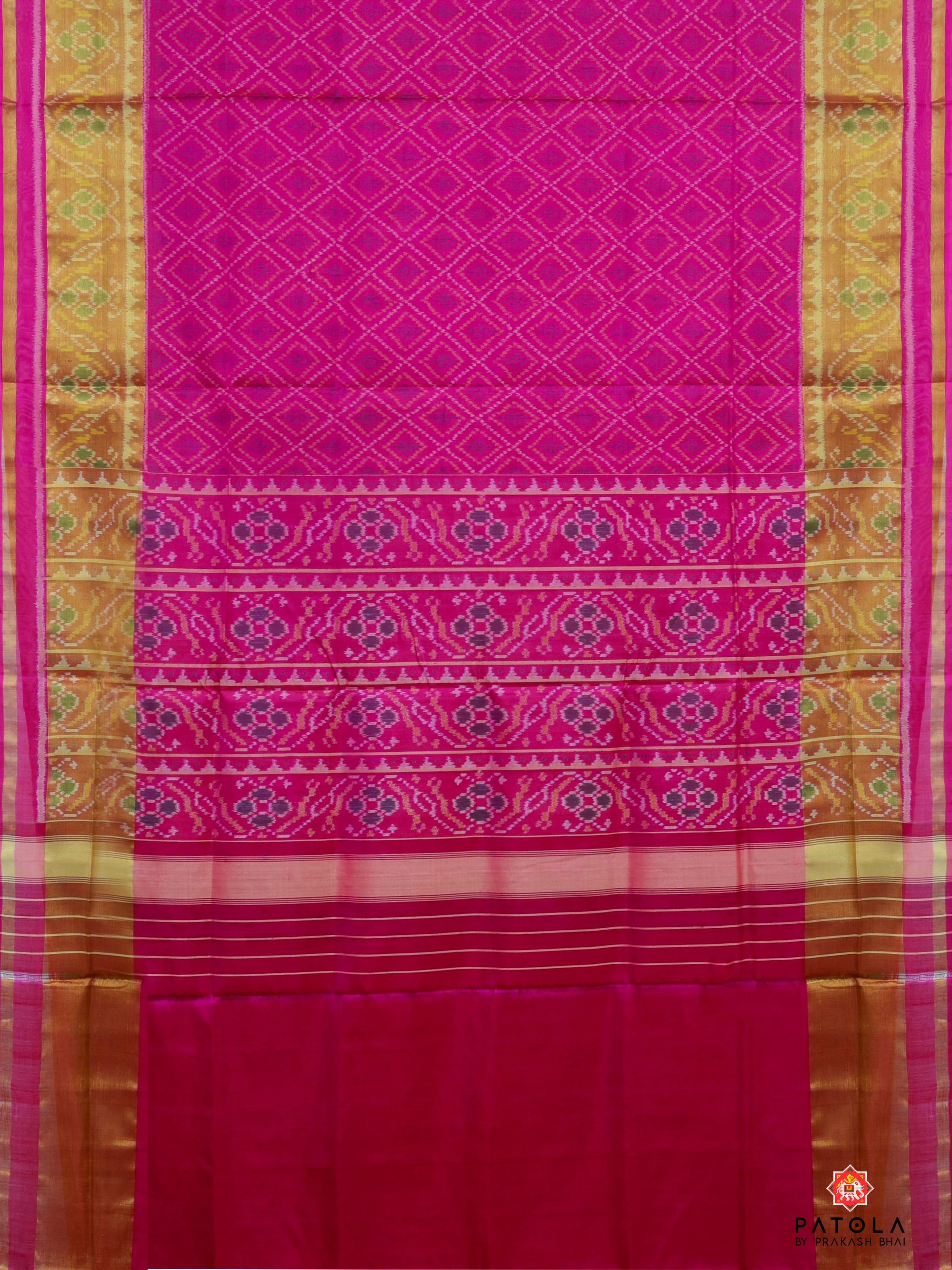 Pink Chanda Bhat Design Single Ikat Patola Saree
