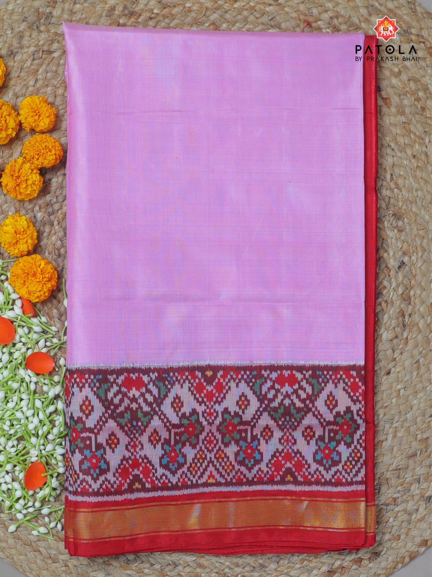 Plain Patola Saree Navratna Border With Blouse patola Design