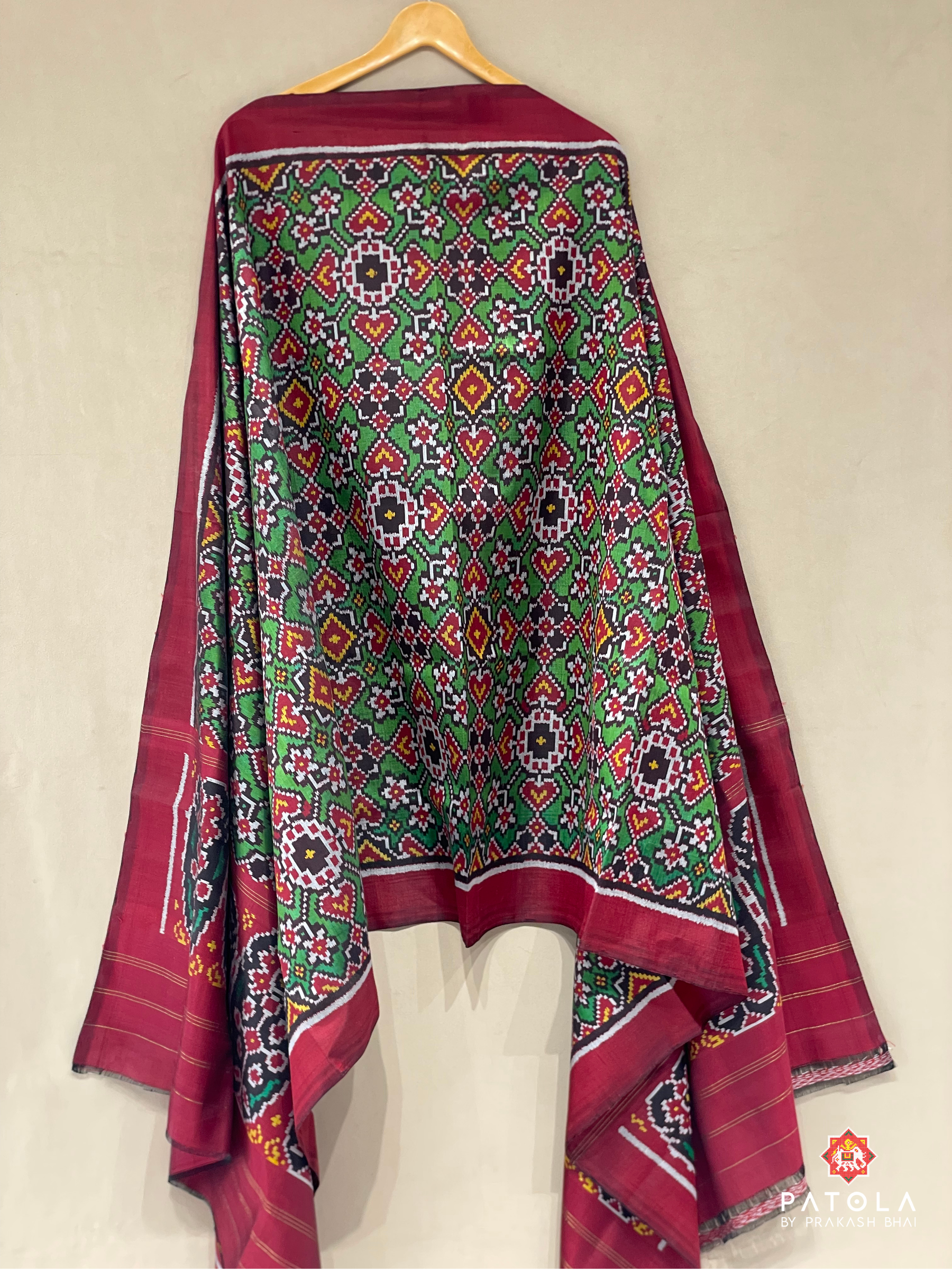 Navratna Pan Chanda Mix Designer Semi Double Ikat Dupatta