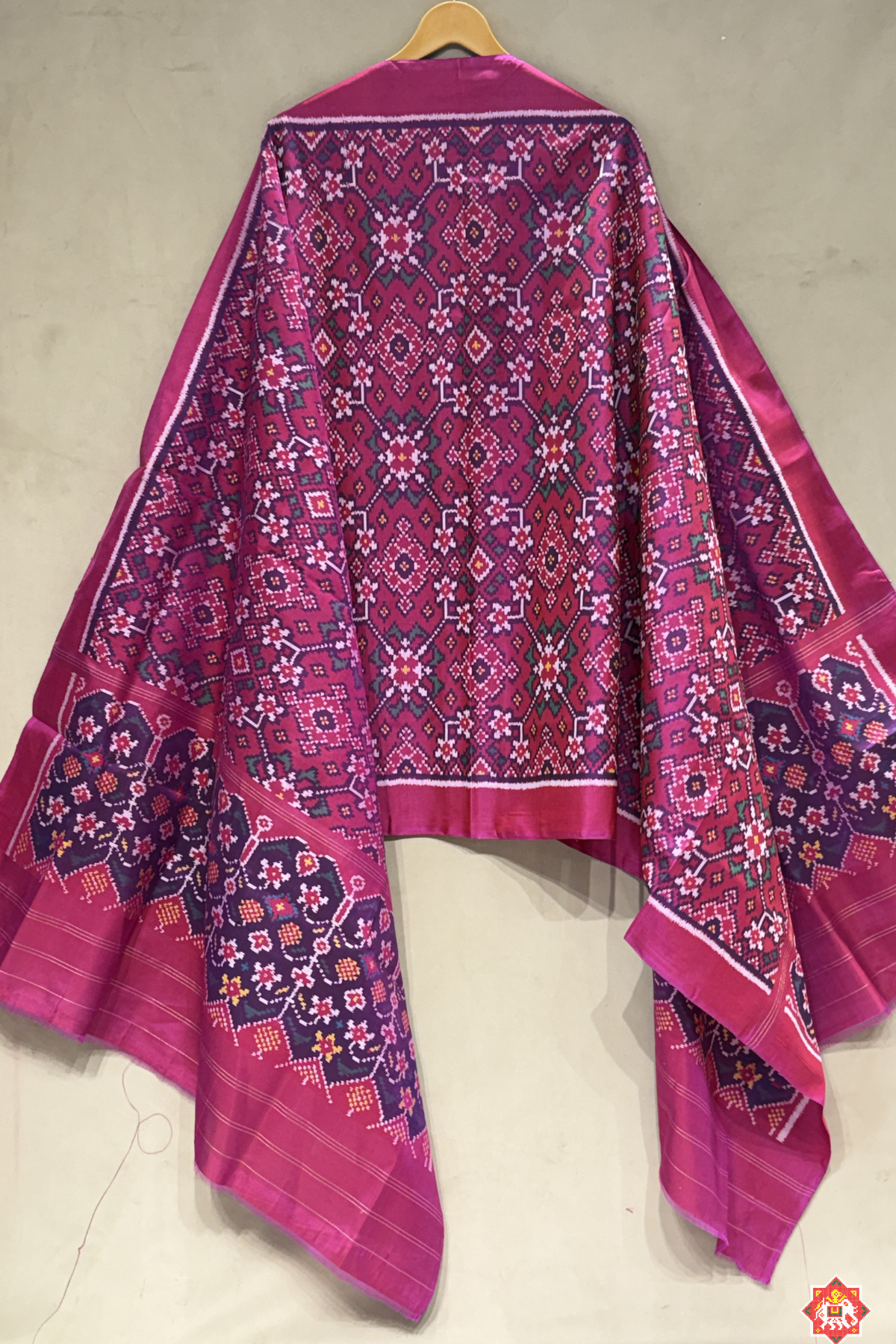 Navratna design with minakari work semi double ikat patola dupatta