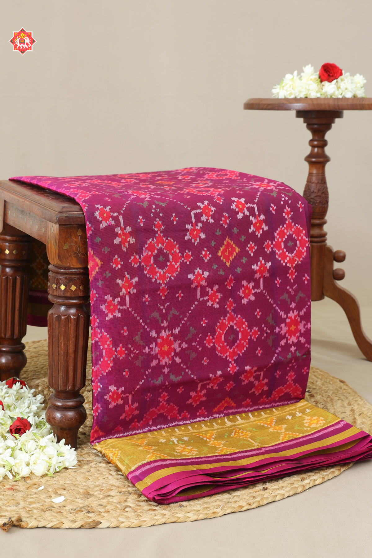 Navaratna design minakari work tissue border single ikat patola saree