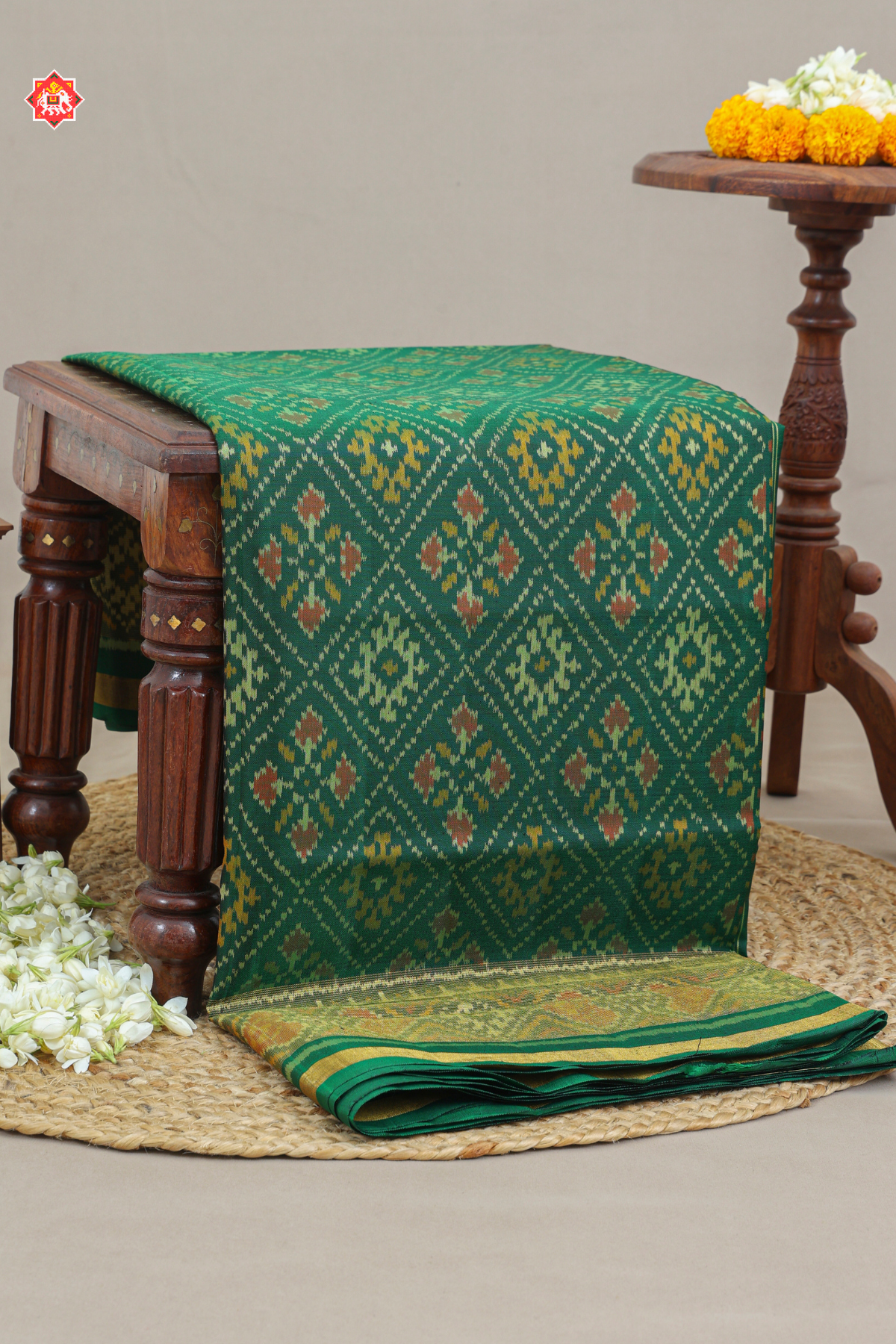 Chandabhat design minakari work with tissue border single ikat patola saree