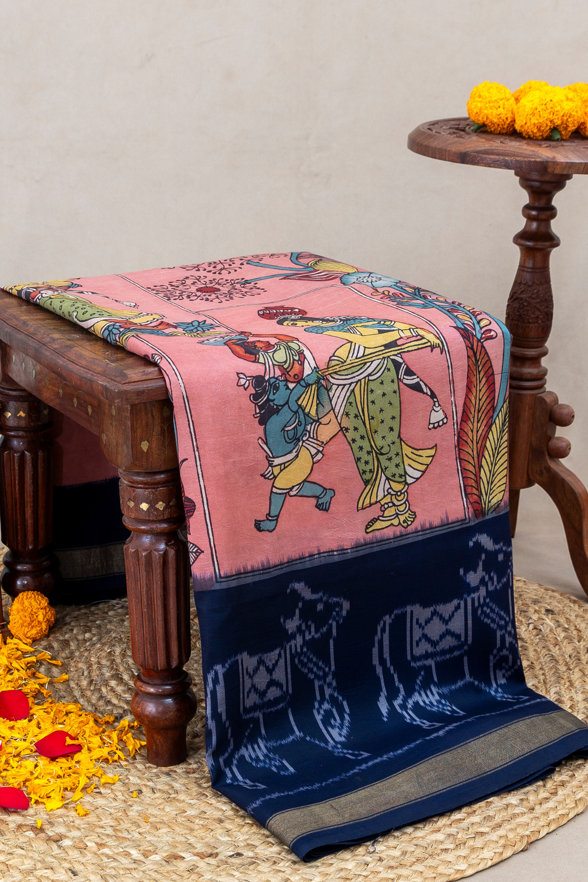 Masterpiece Patola Border pallu With pure traditional ( kalamkari) Saree