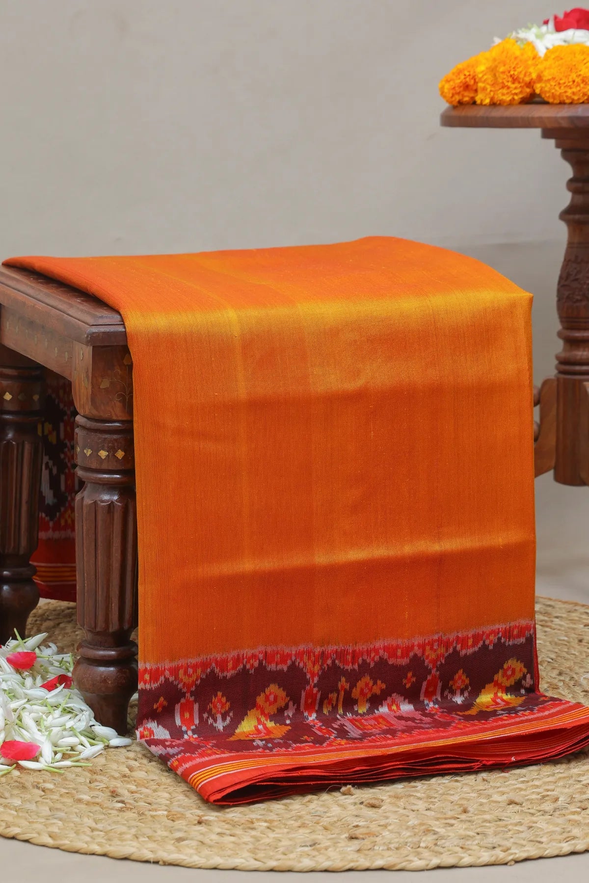 Plain patola saree motif design border pallu semi double ikat patola saree