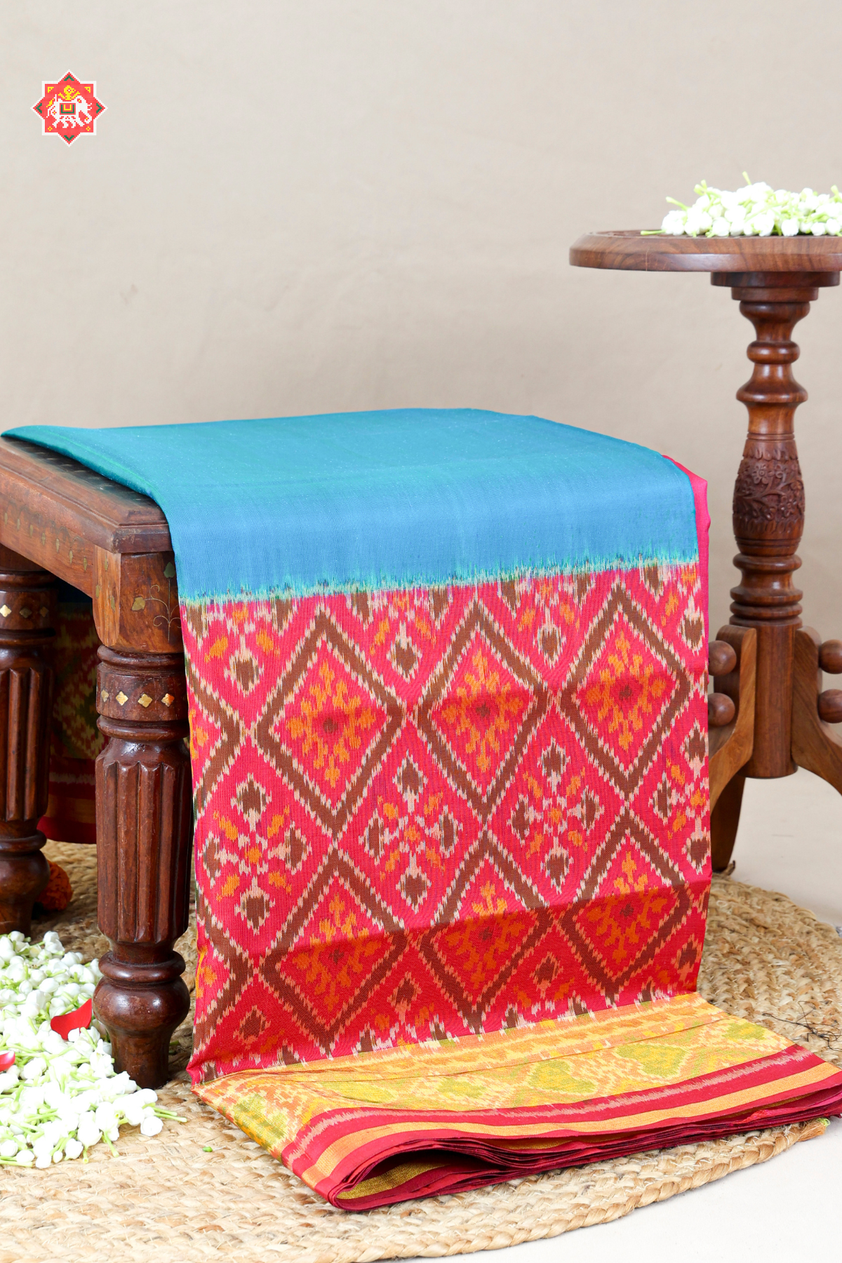 Skirt tissue border single ikat patola saree