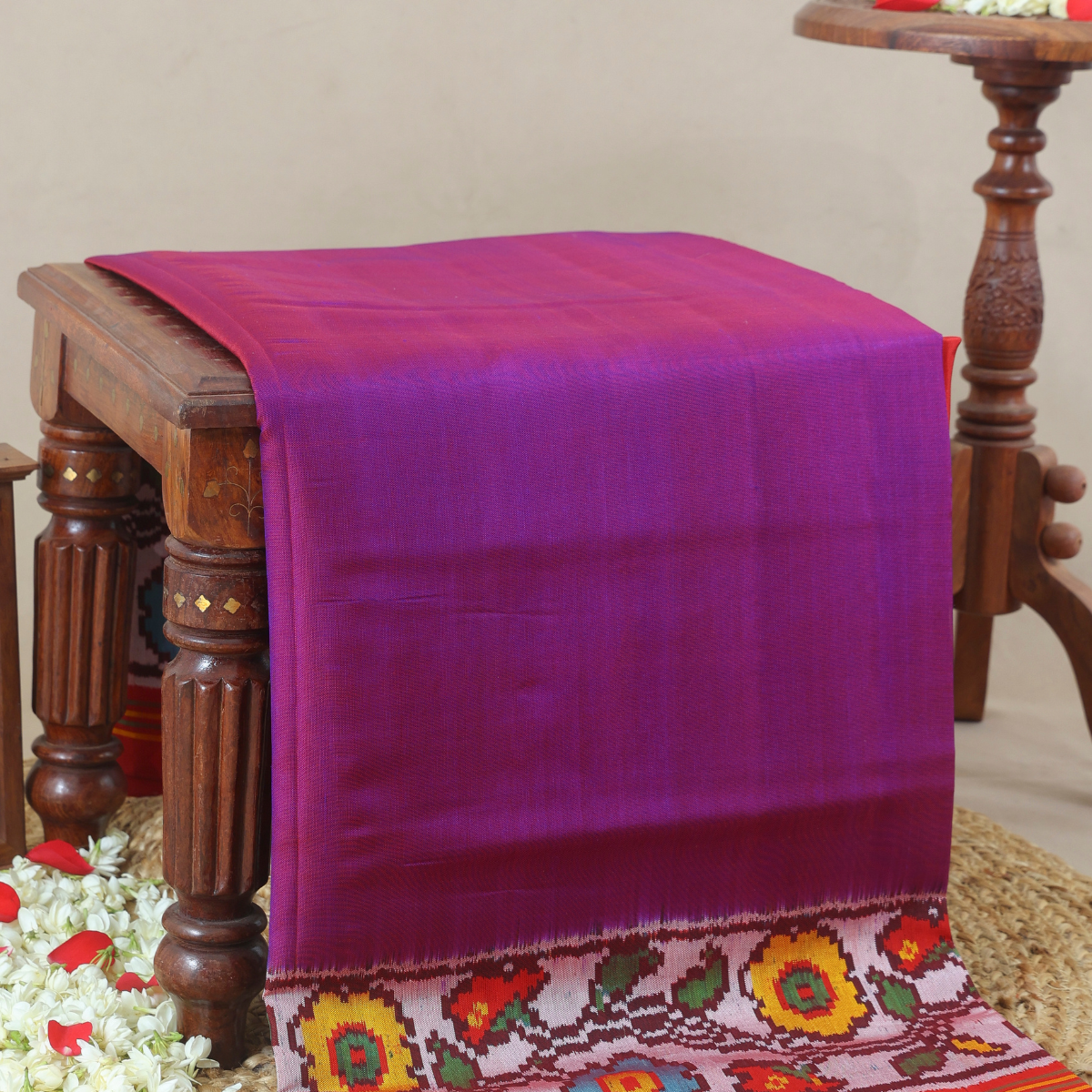 Plain patola with flower border & blouse patola design semi double ika ...