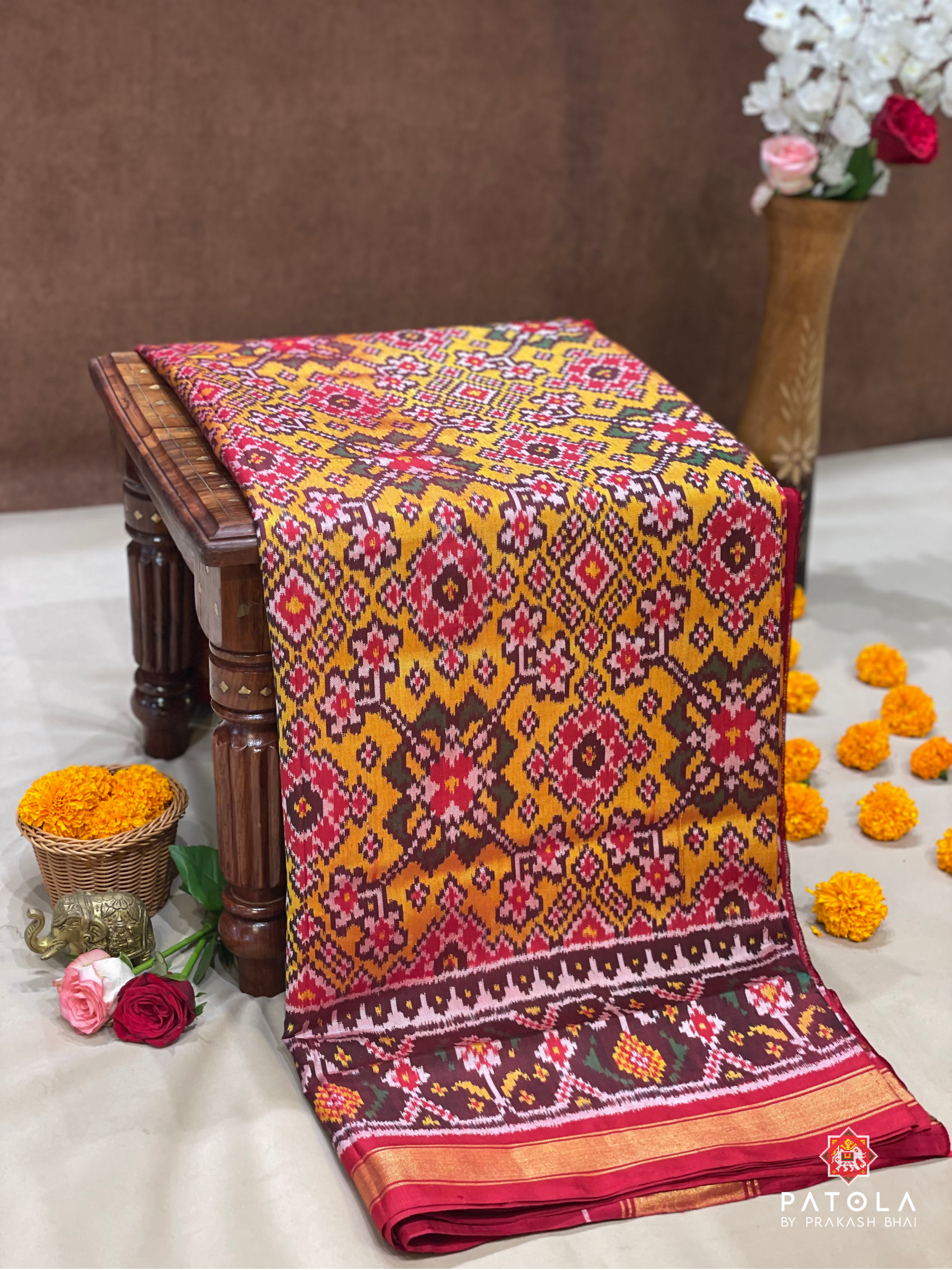 Navratna Designer Semi Double Ikat Patola Saree