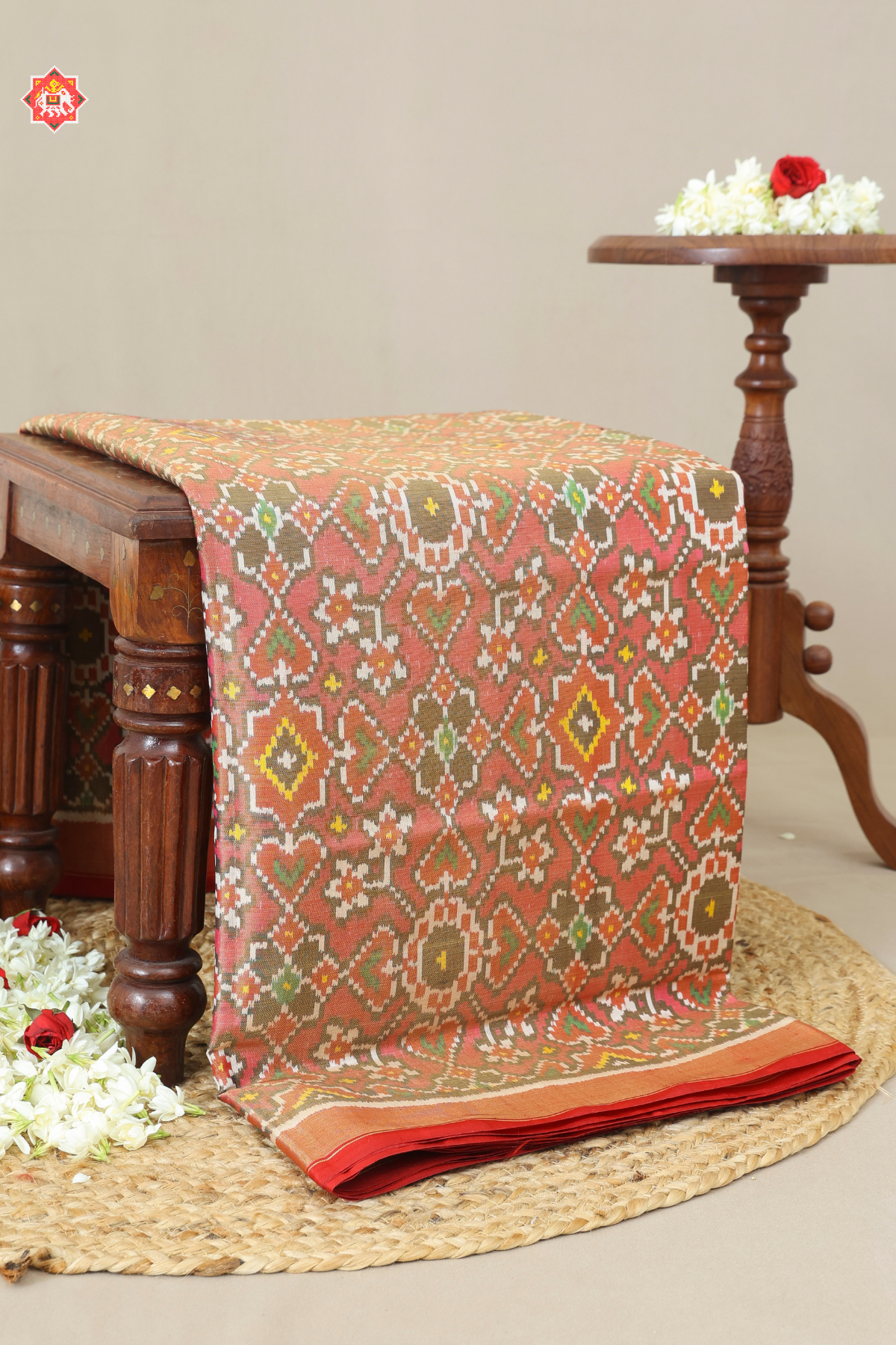 Paan chanda navratna mix designer tissue patola saree