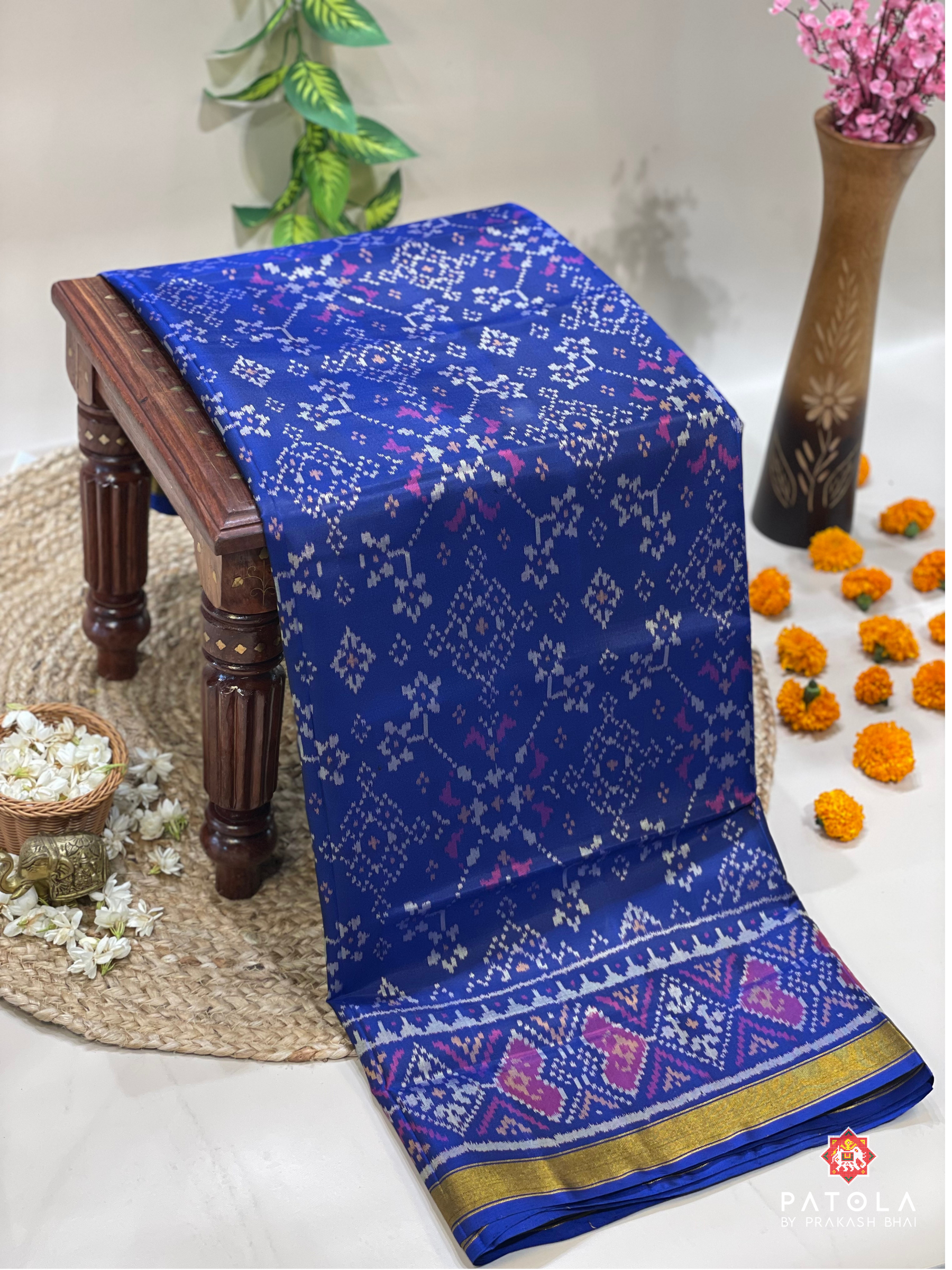 Traditional Navratna Designer Single Ikat Patola Saree