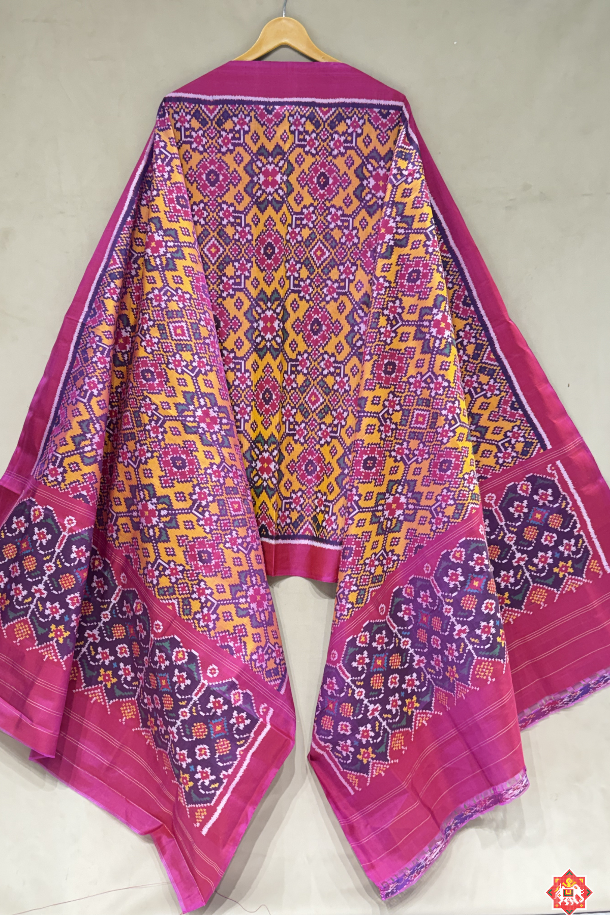 Navratna design with minakari work semi double ikat patola dupatta