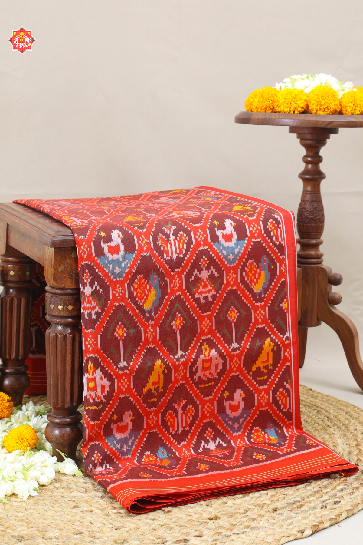 Masterpiece small motif design without zari single ikat patola saree