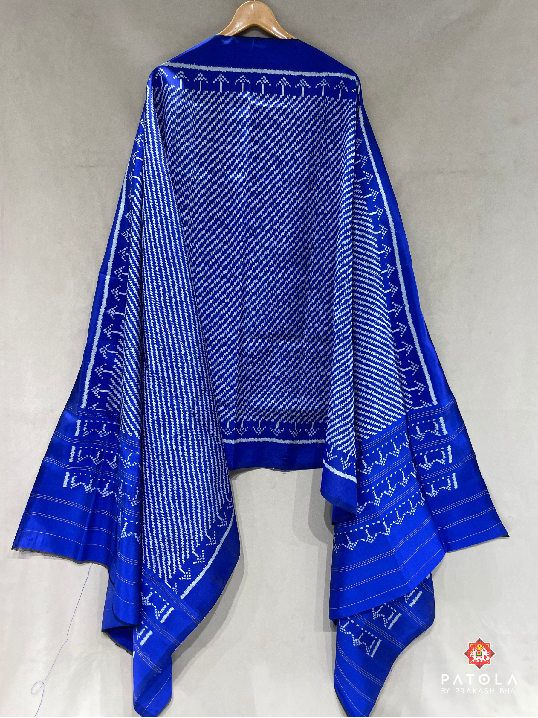 Blue Laheriya Designer Semi Double Ikat Patola Dupatta