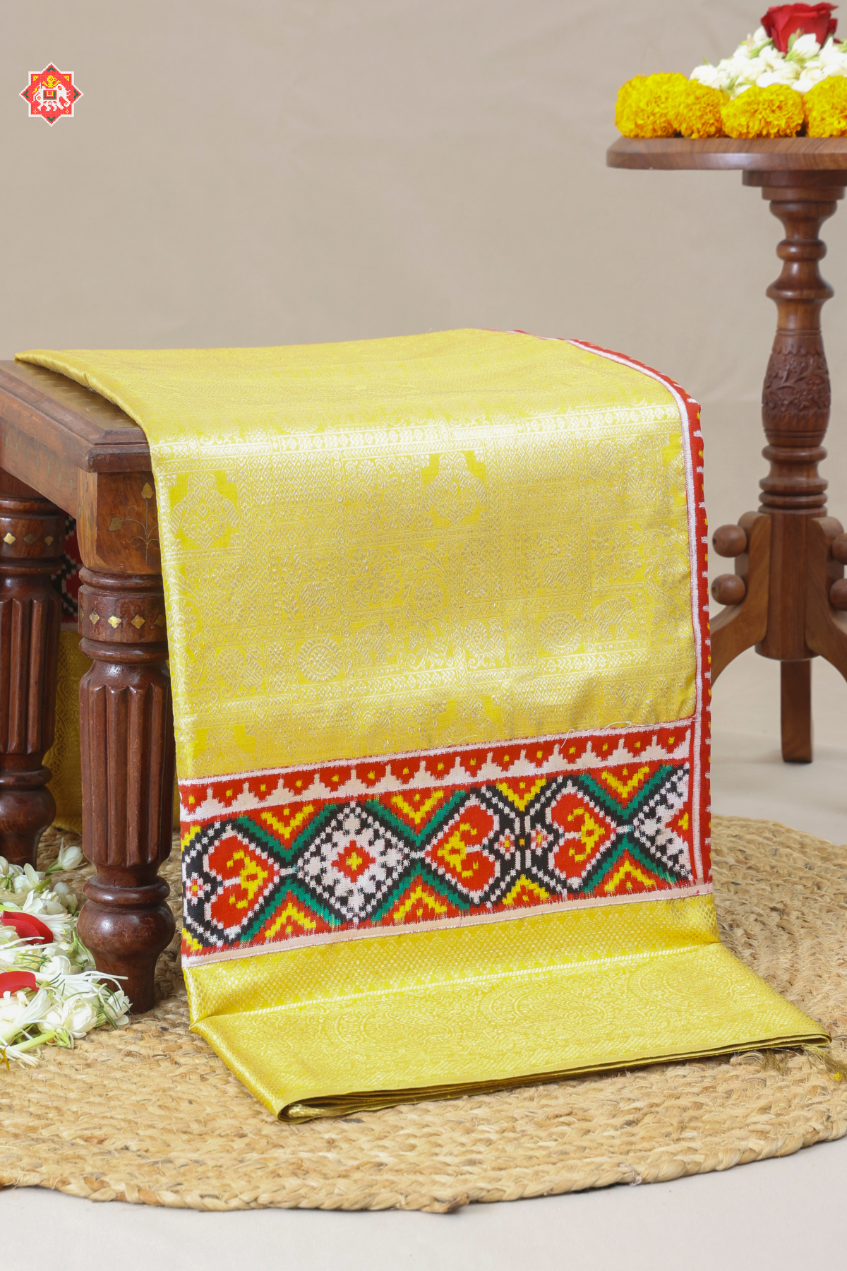 Masterpiece tissue kanchipuram with skirt border design patan patola saree