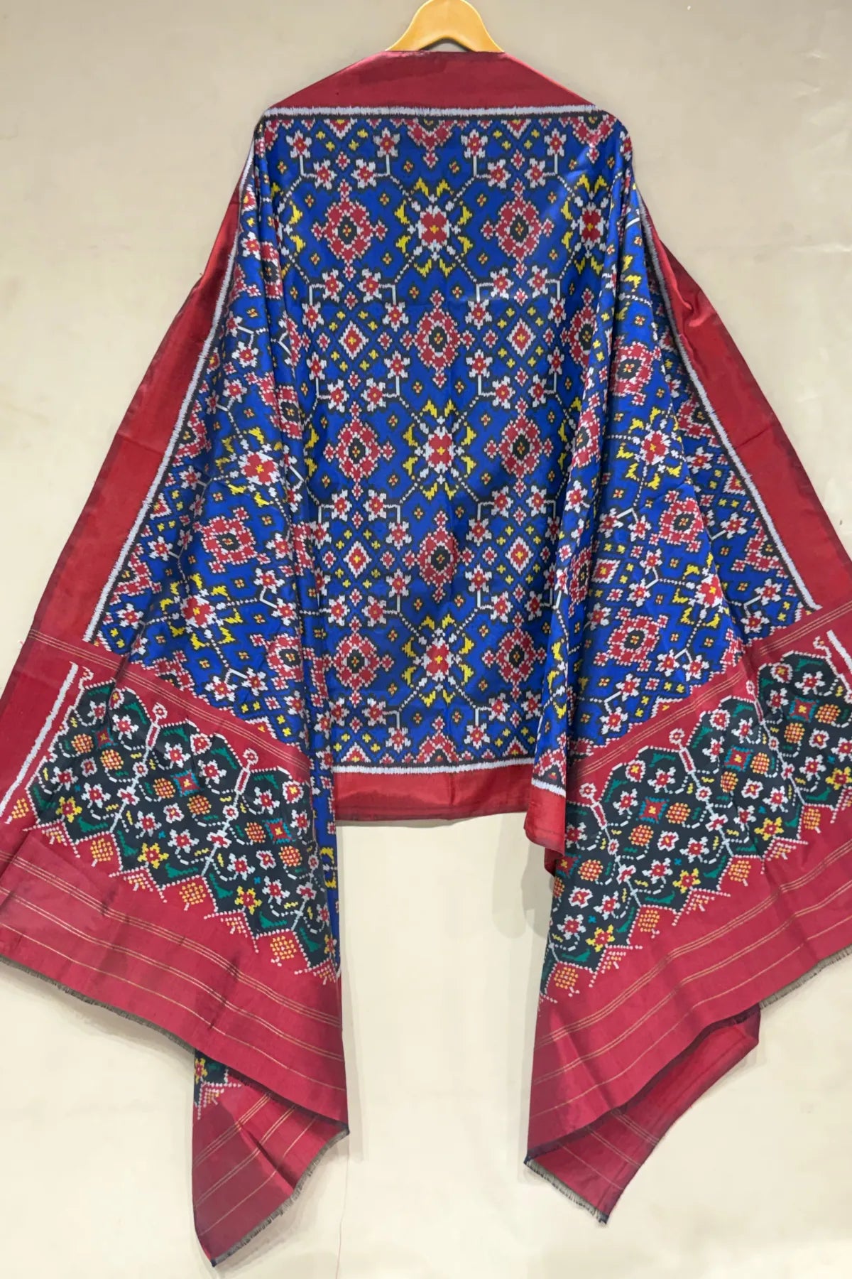 Traditional navratna design & minakari work  semi double ikat dupatta