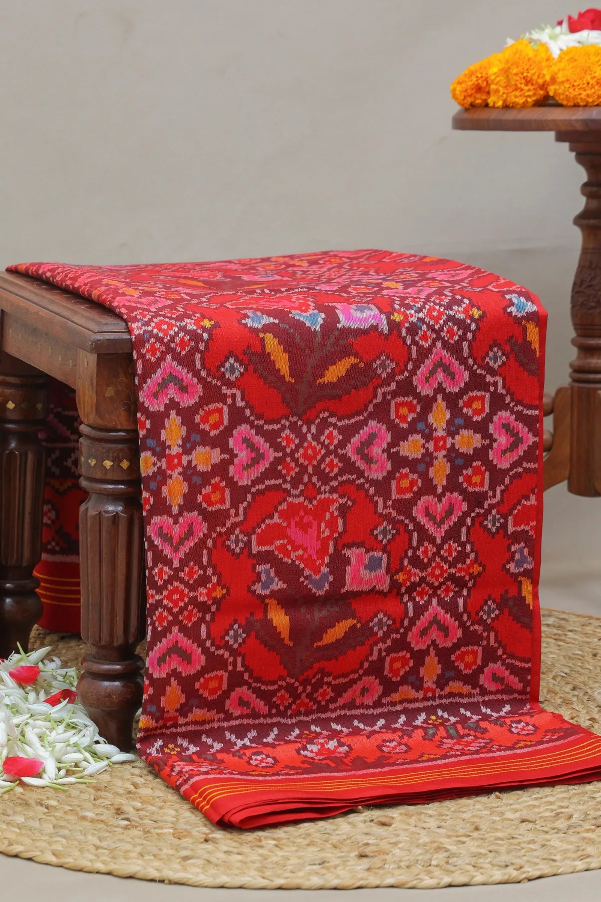 Masterpiece chabdi rose designer with pallu border unique design semi double ikat patola saree