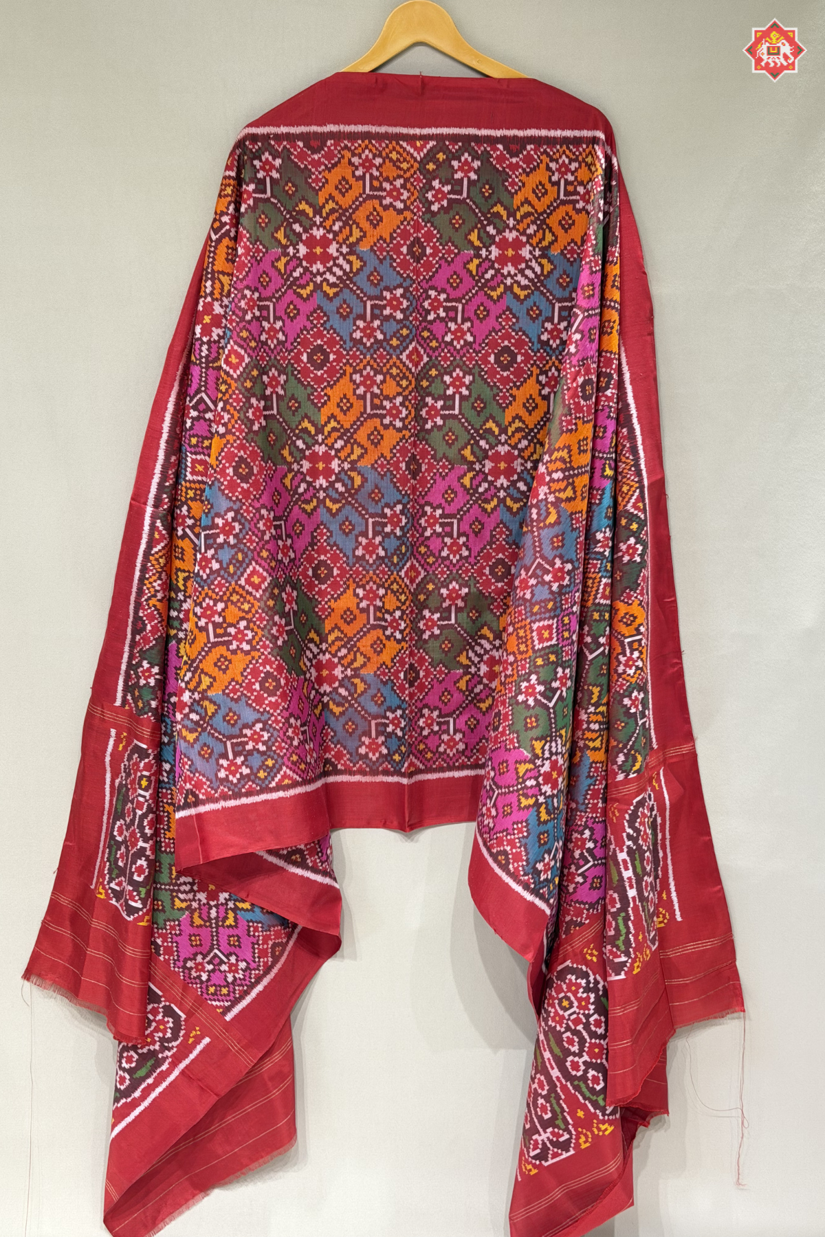 Navratna design with minakari work semi double ikat patola dupatta
