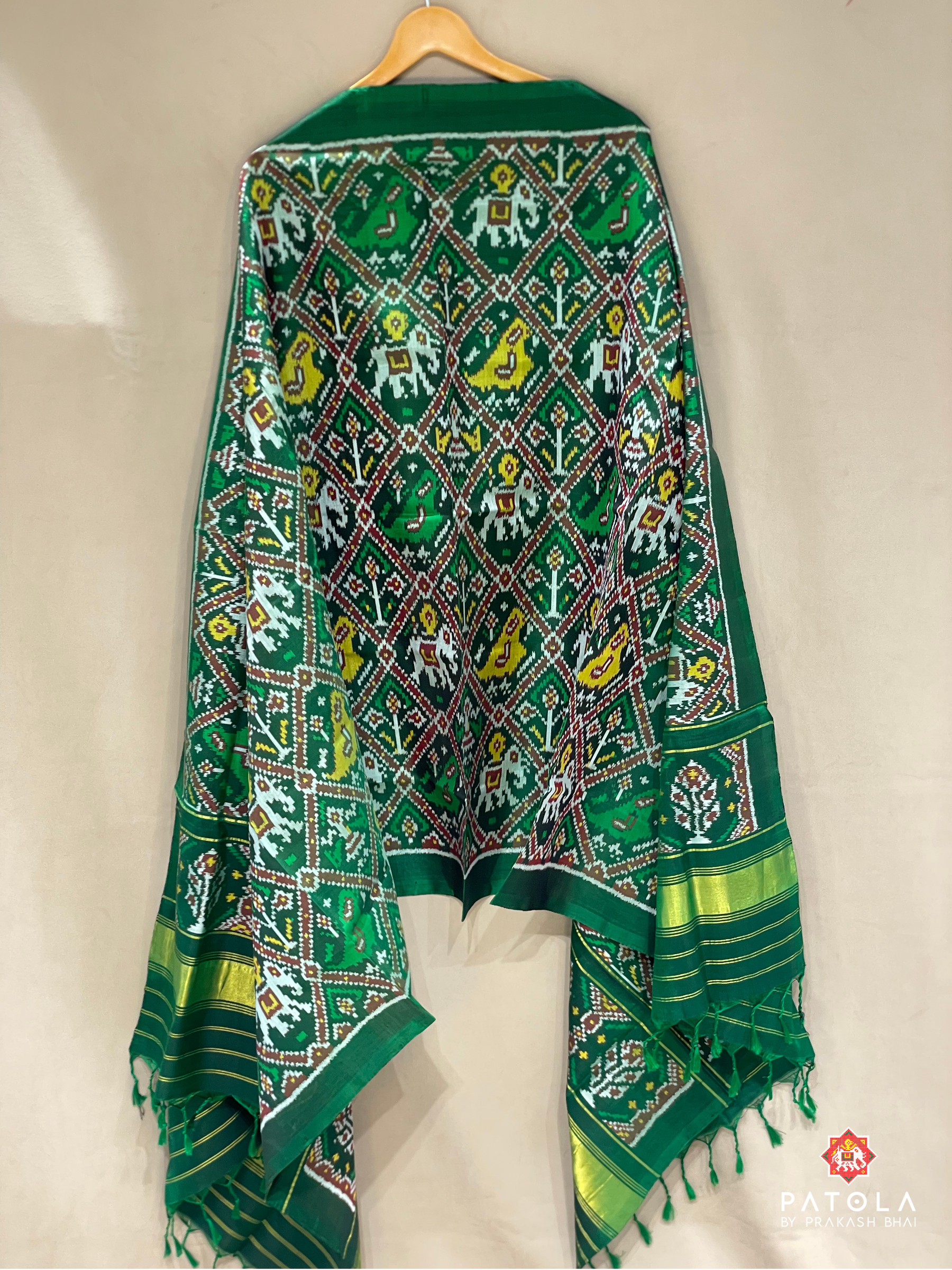 Adtala With Hathi Popat Designer Semi Double Ikat Dupatta