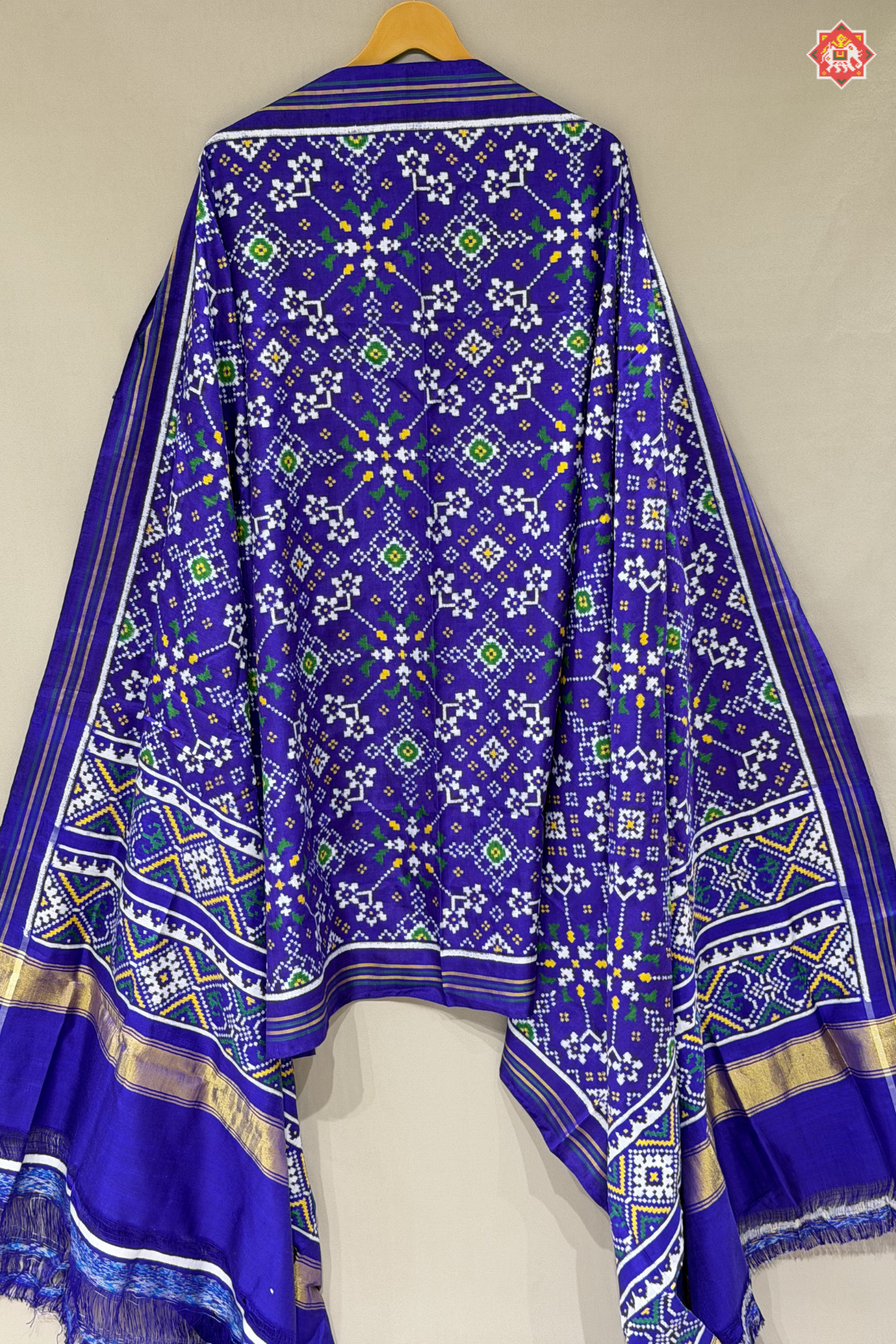 Traditional navratna design with minakari work pure double ikat patola dupatta