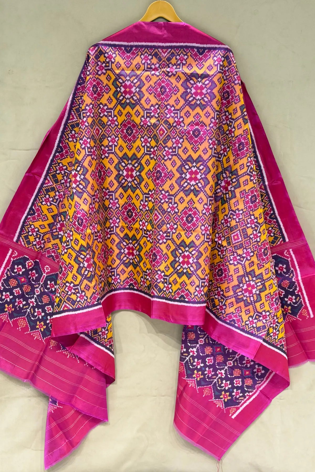 Navratna design with minakari work semi double ikat patola dupatta