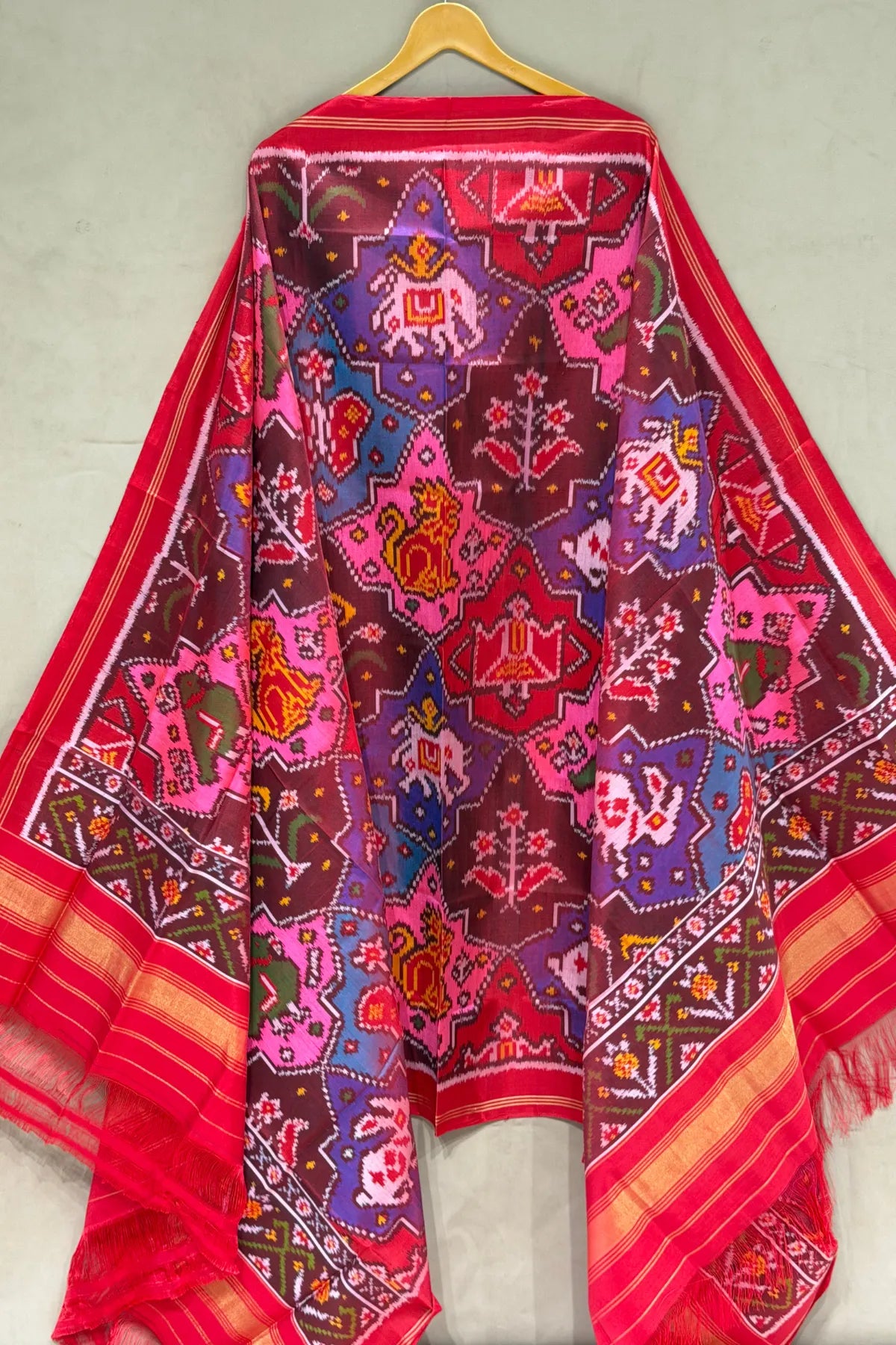 Master piece 6 motifs design semi double ikat dupatta