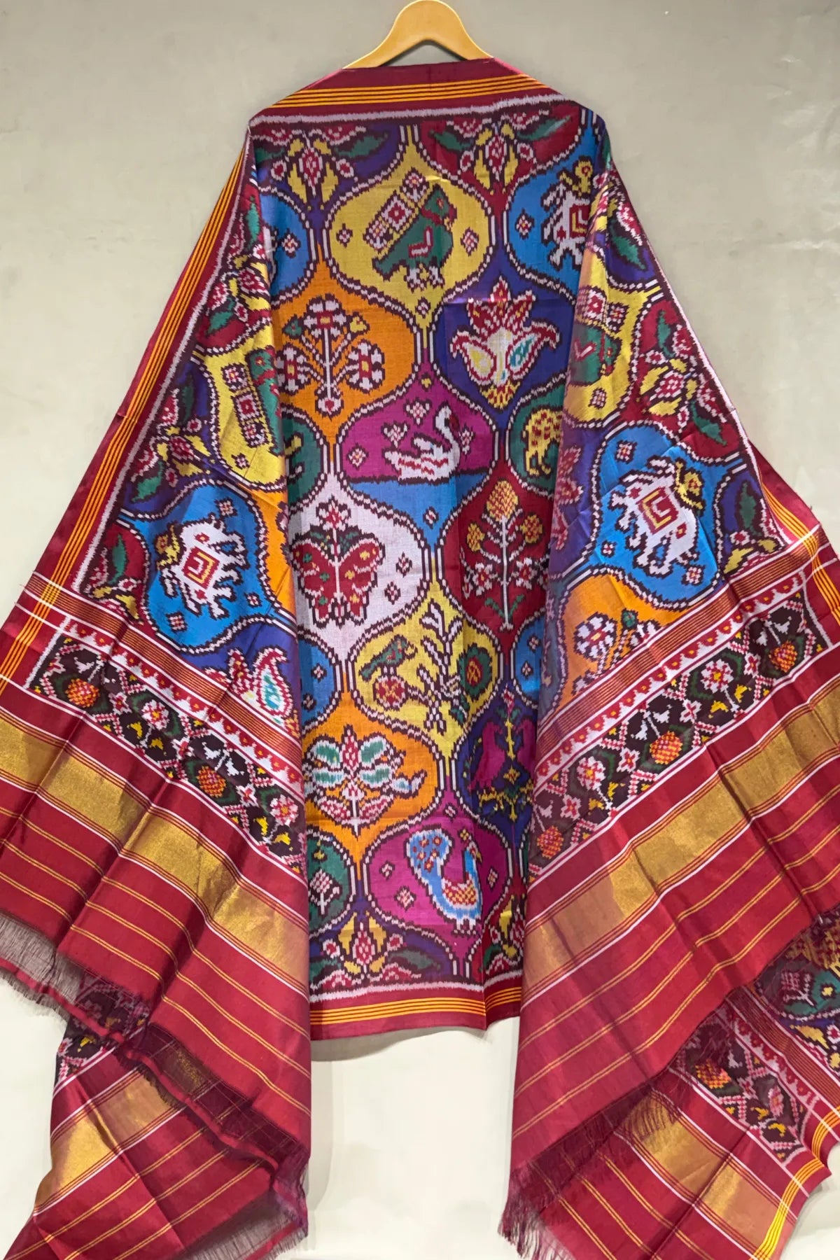 Master piece motifs design semi double ikat dupatta