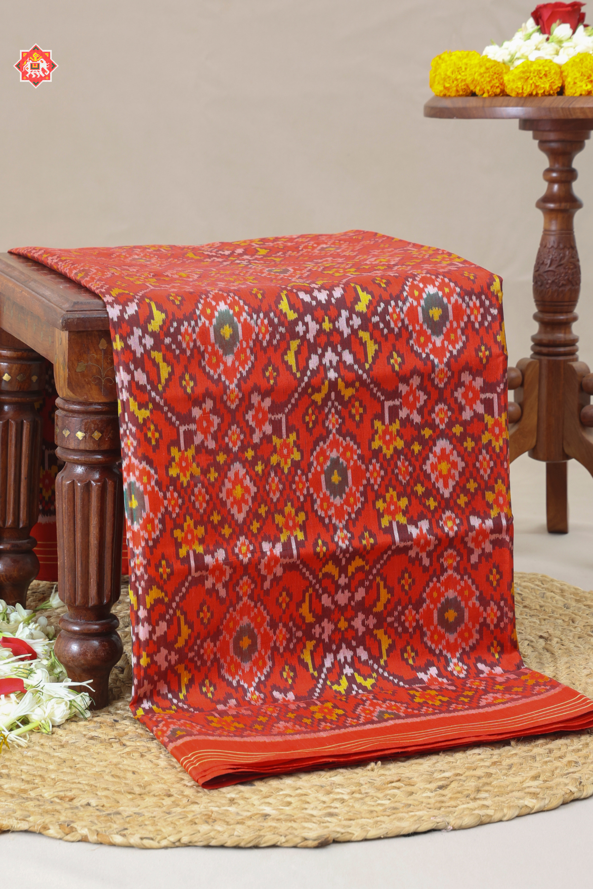 Navaratna design minakari work without tissue small border single ikat patola saree