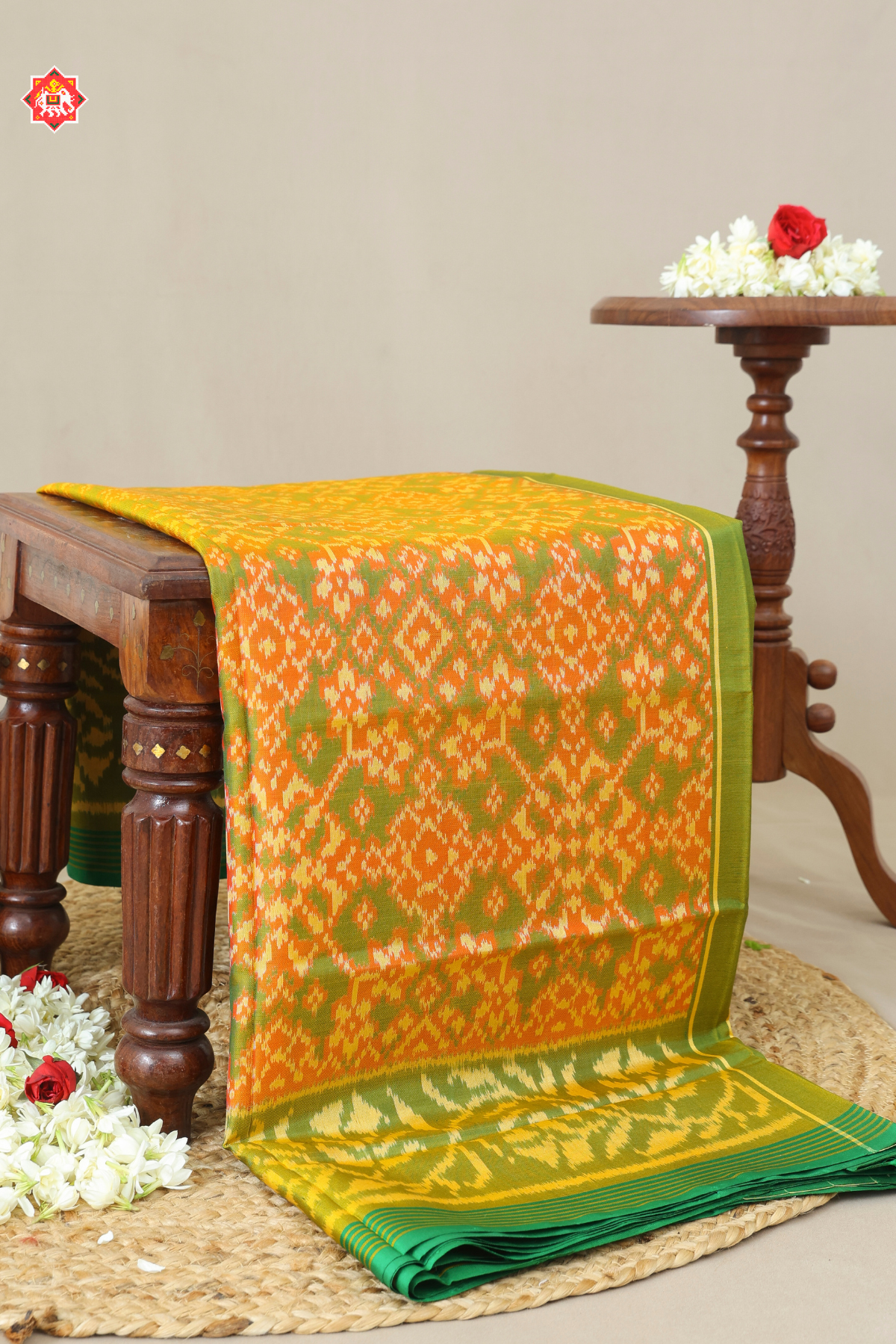 Navaratna design minakari work & fancy designer border single ikat patola saree