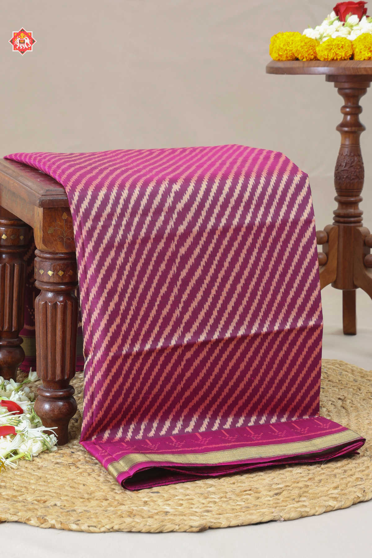 Lehriya design with small tissue border single ikat patola saree ( office ware)