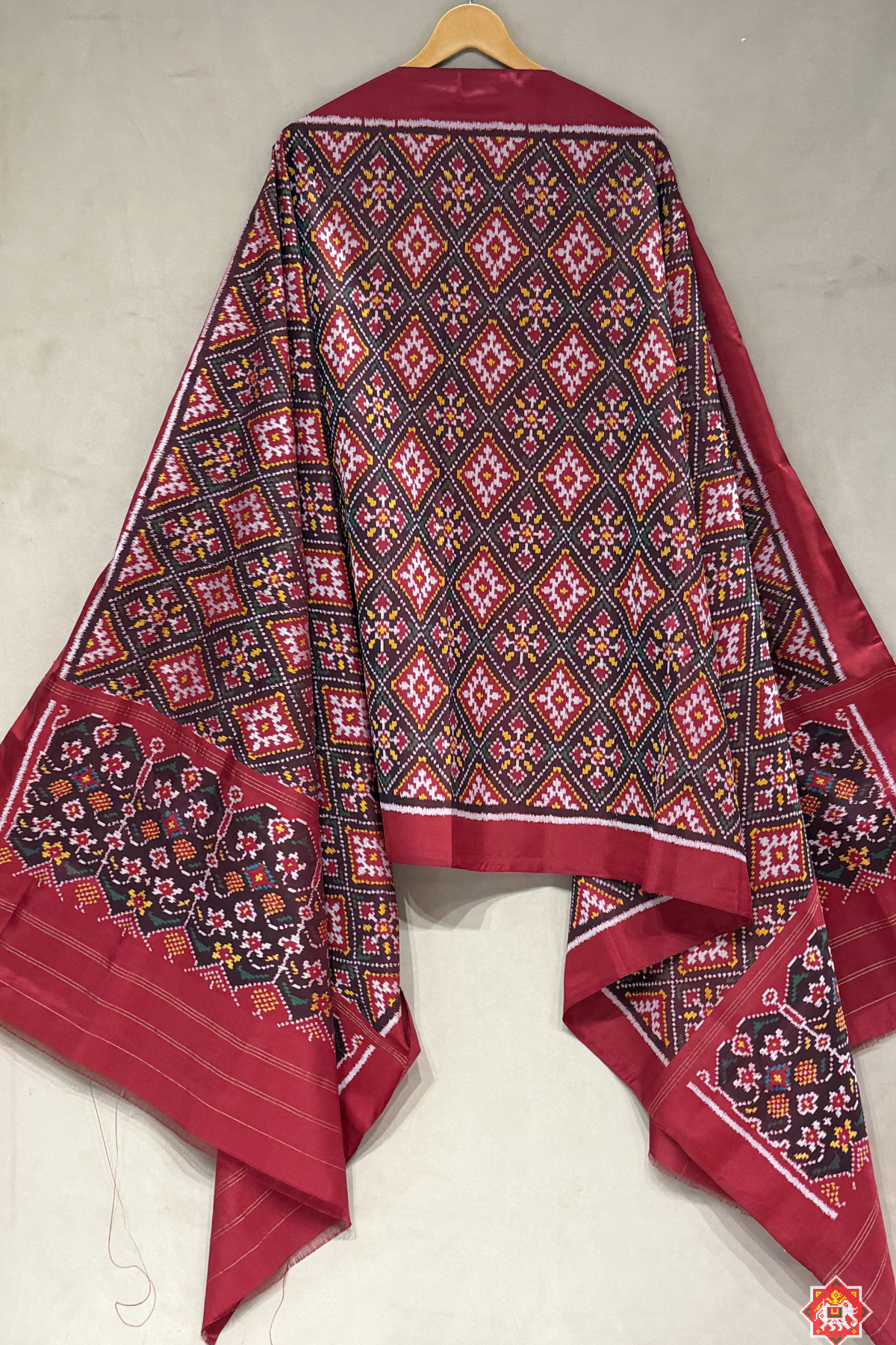 Chanda bhatt design with minakari work semi double ikat patola dupatta