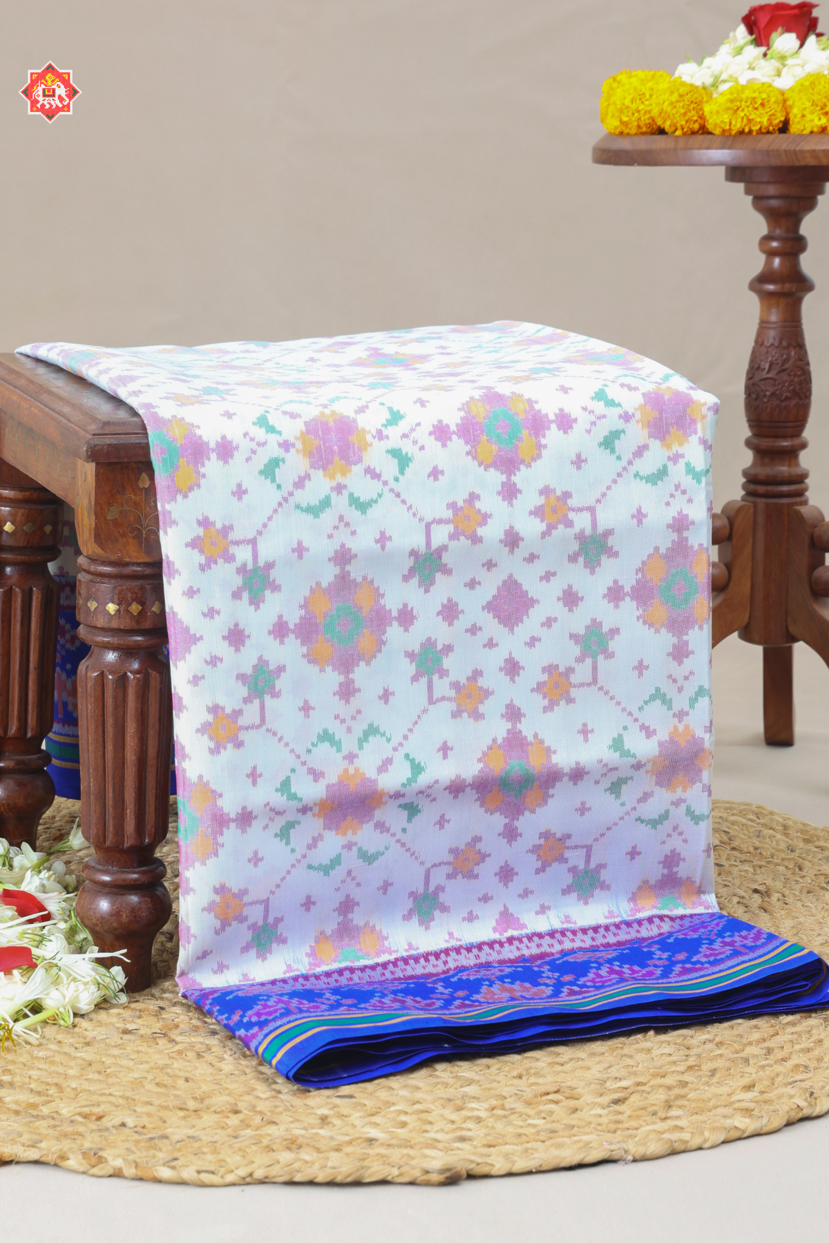 Navratna design with minakari work & border unique design semi double ikat patola saree