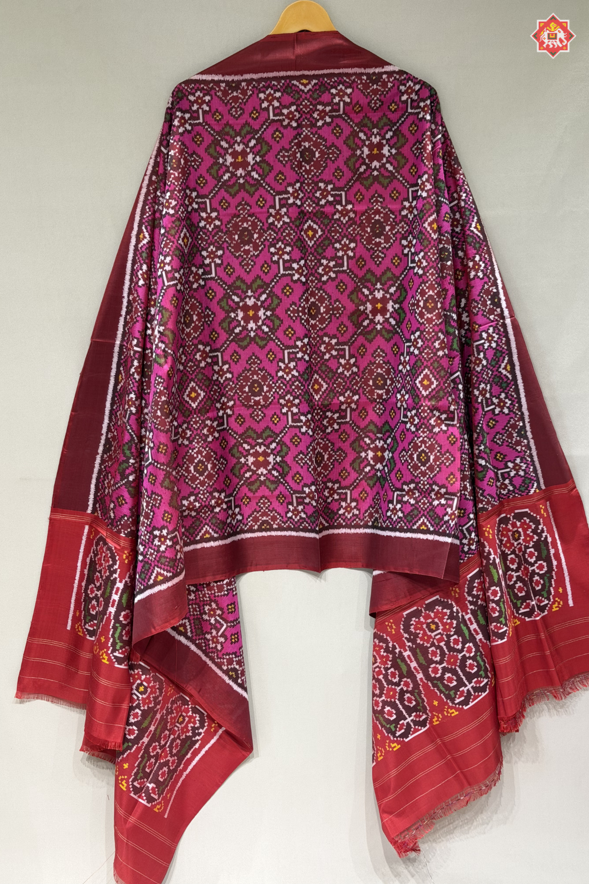 Navratna design with minakari work semi double ikat patola dupatta