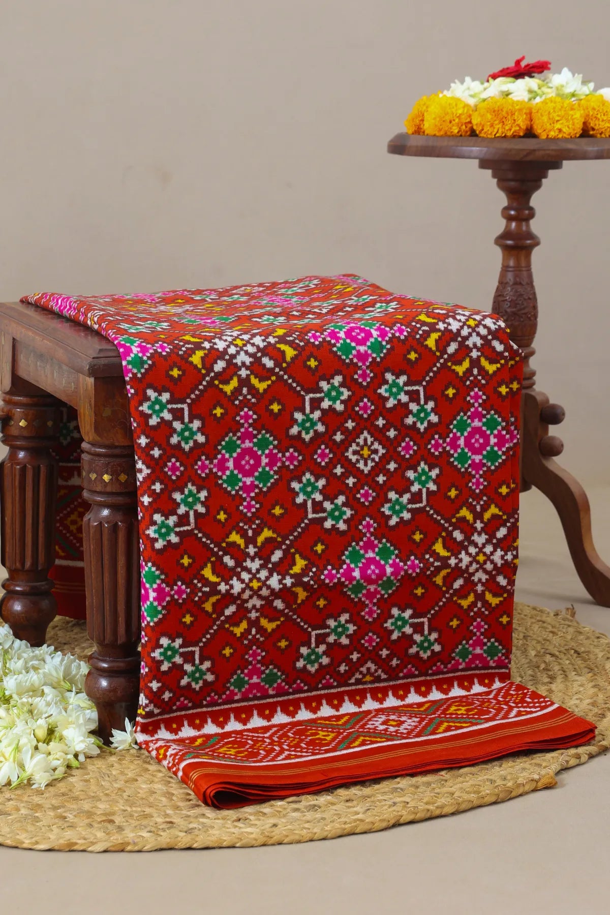 Patan patola traditional navratna design border design chanda  pure double ikat saree