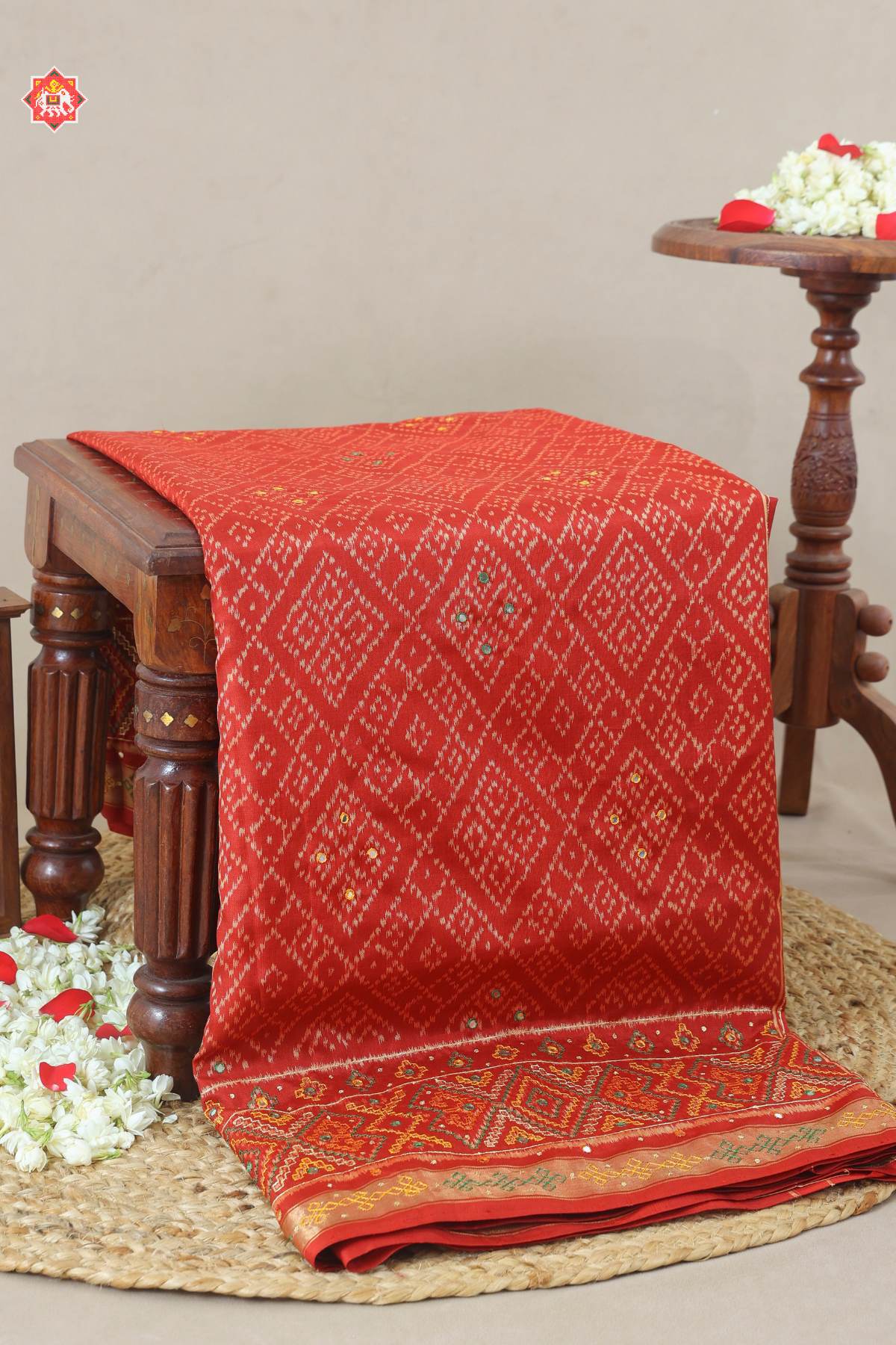 Masterpiece Patola saree bandhej design with pallu border pure traditional (mirror work) Saree