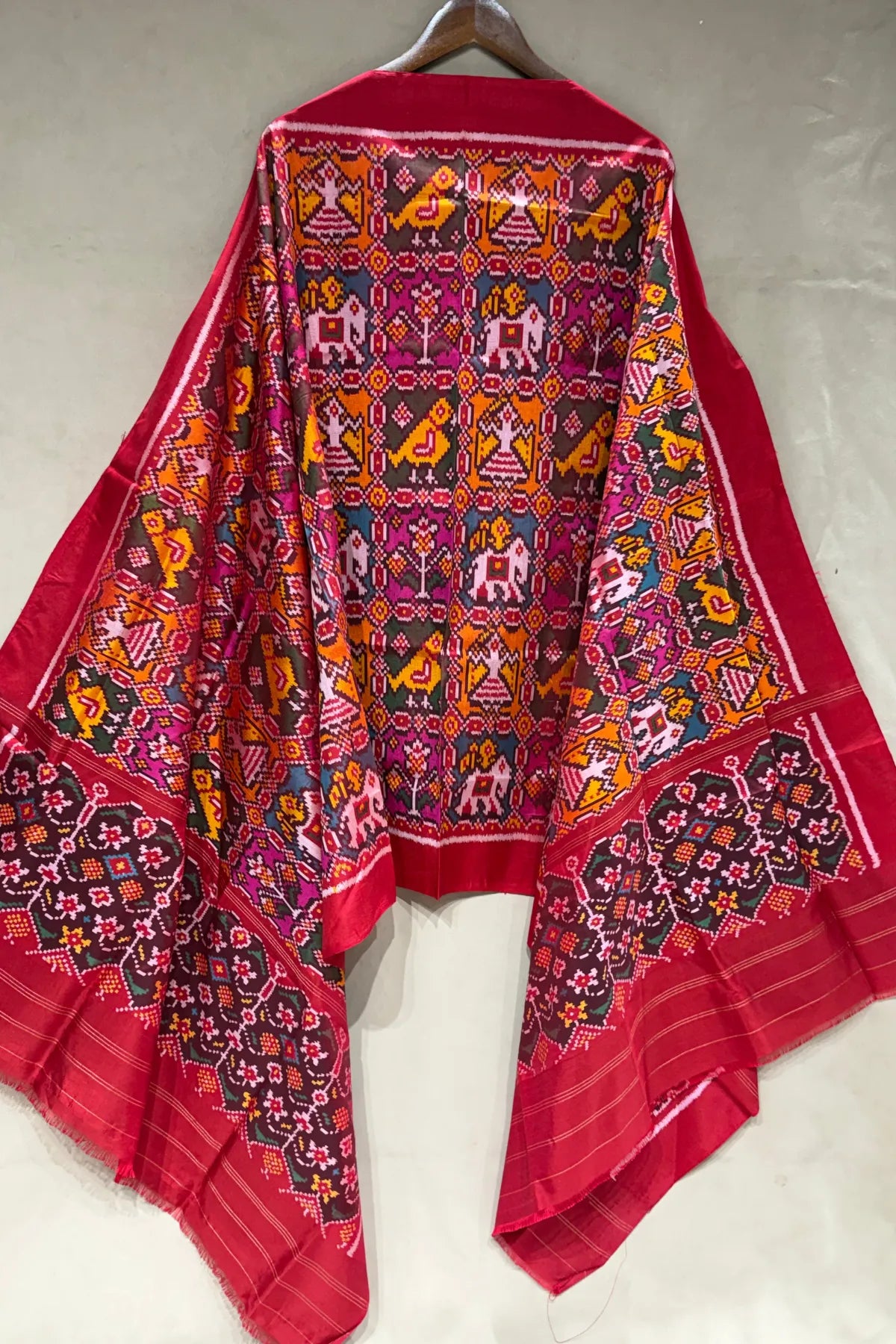 Master piece motifs design semi double ikat dupatta