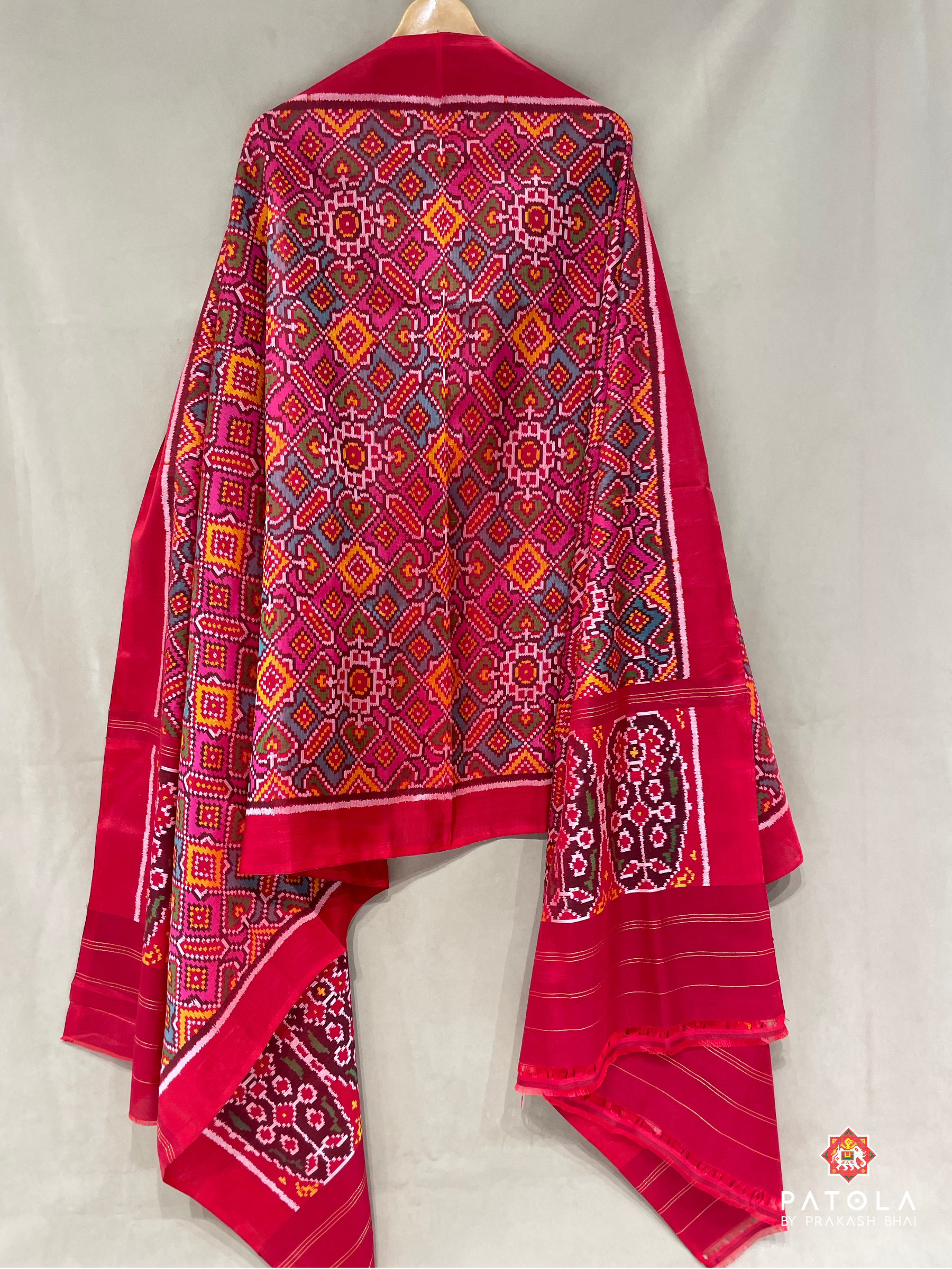 Multicolors Manekchowk Designer Semi Double Ikat Patola Dupatta