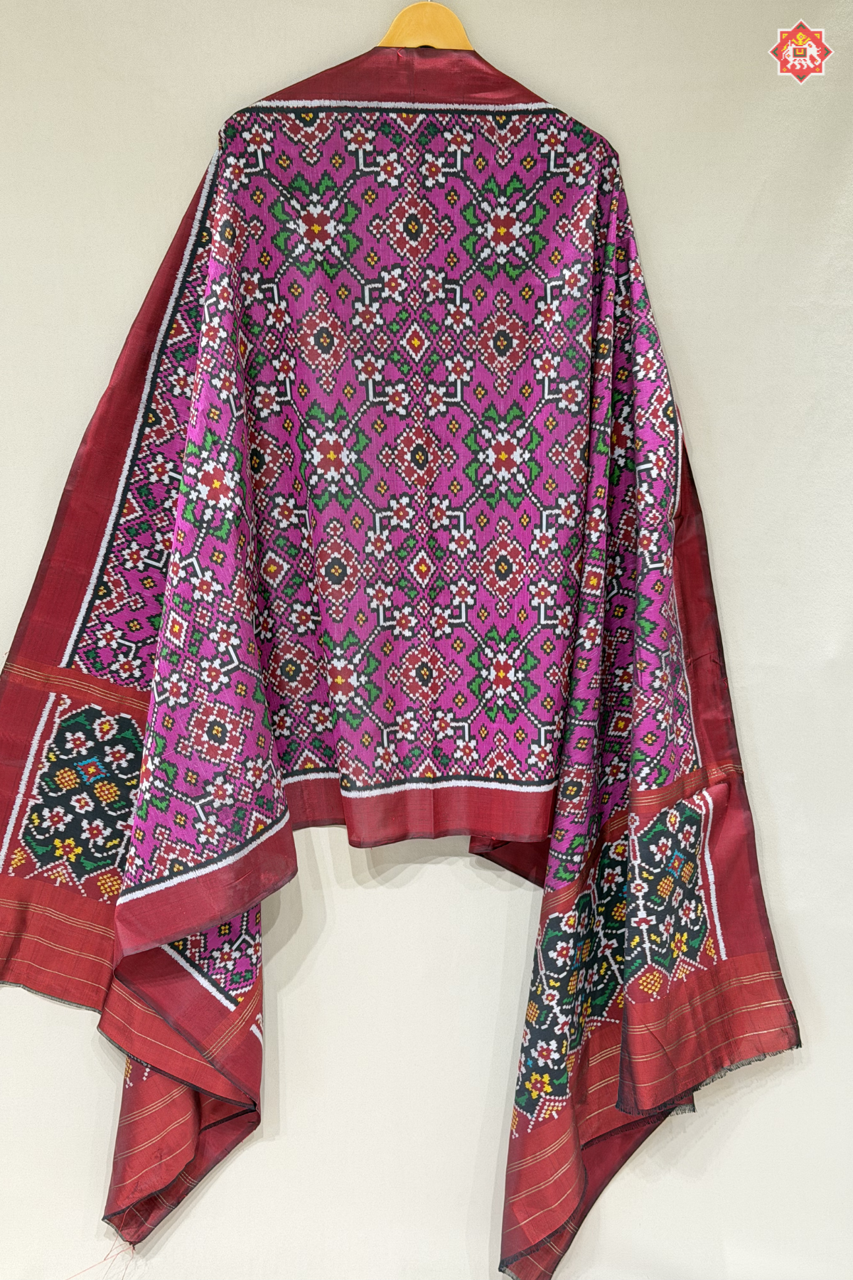 Navratna design with minakari work semi double ikat patola dupatta