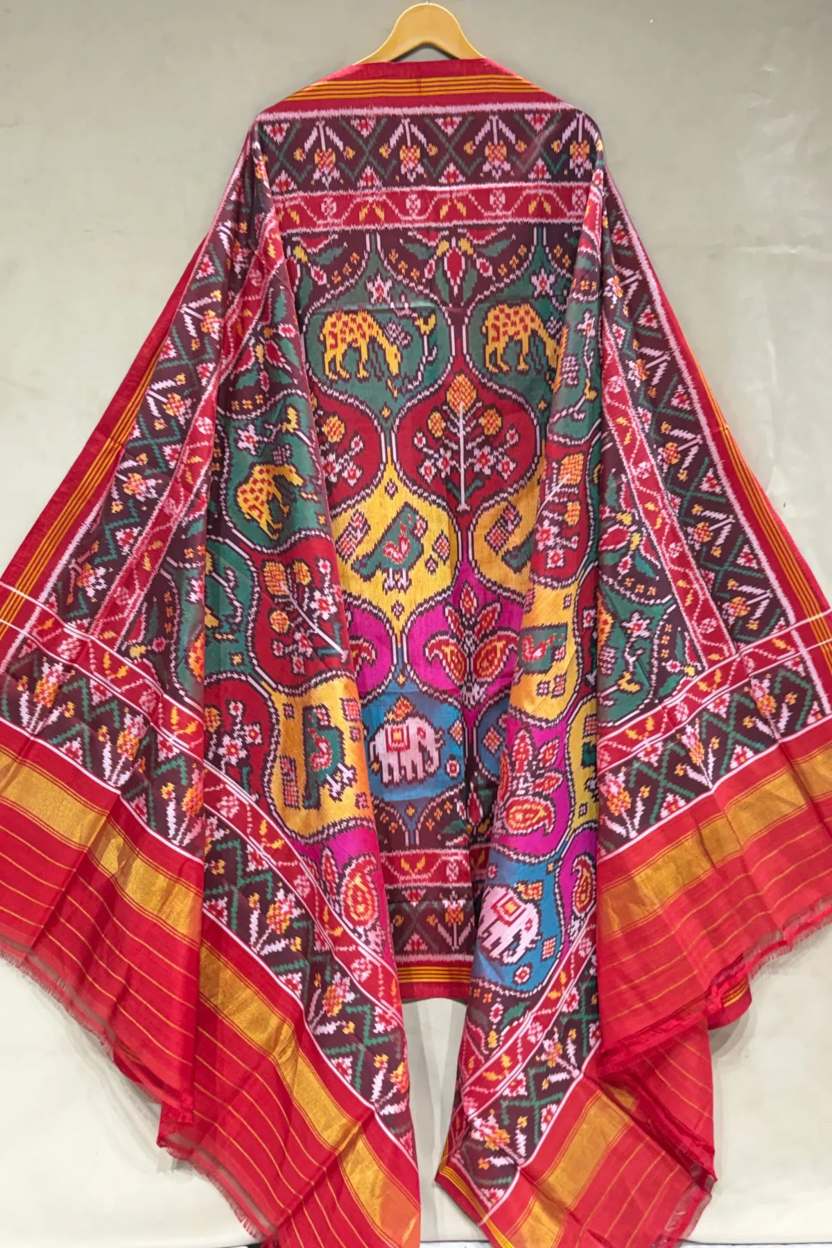 Master piece motifs design semi double ikat dupatta