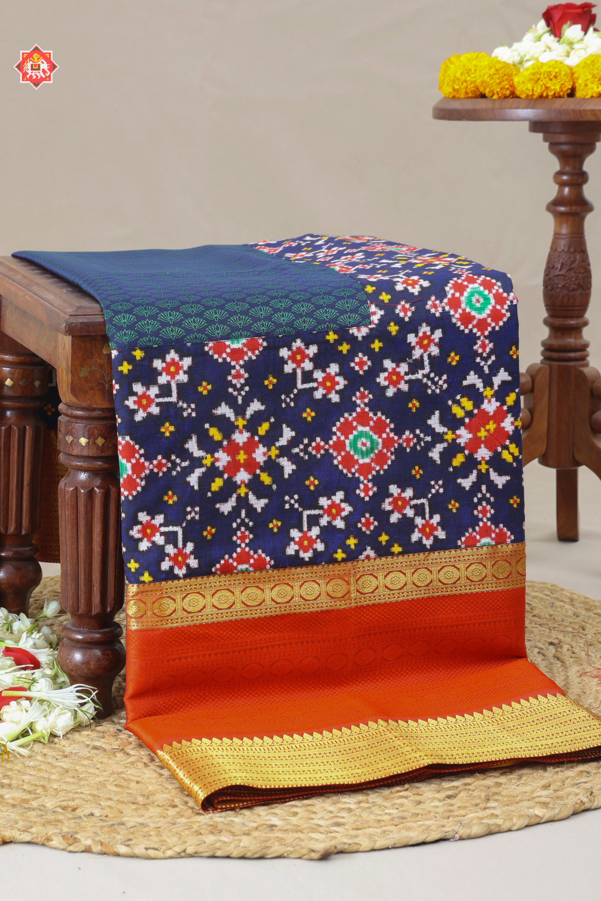 Masterpiece tissue kanchipuram with skirt border & navratna design patan patola saree